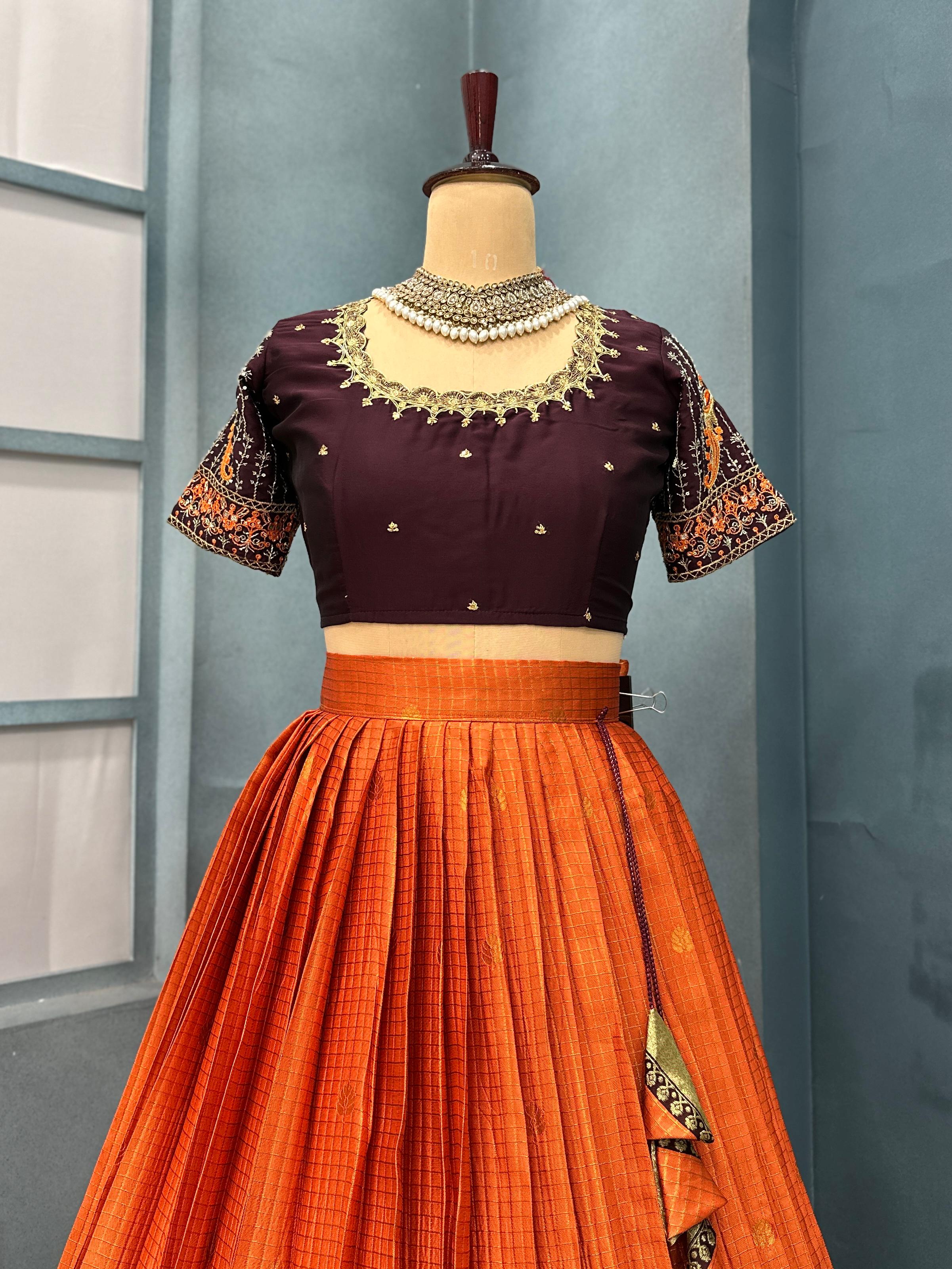 Kanjivaram fully stitched lehenga