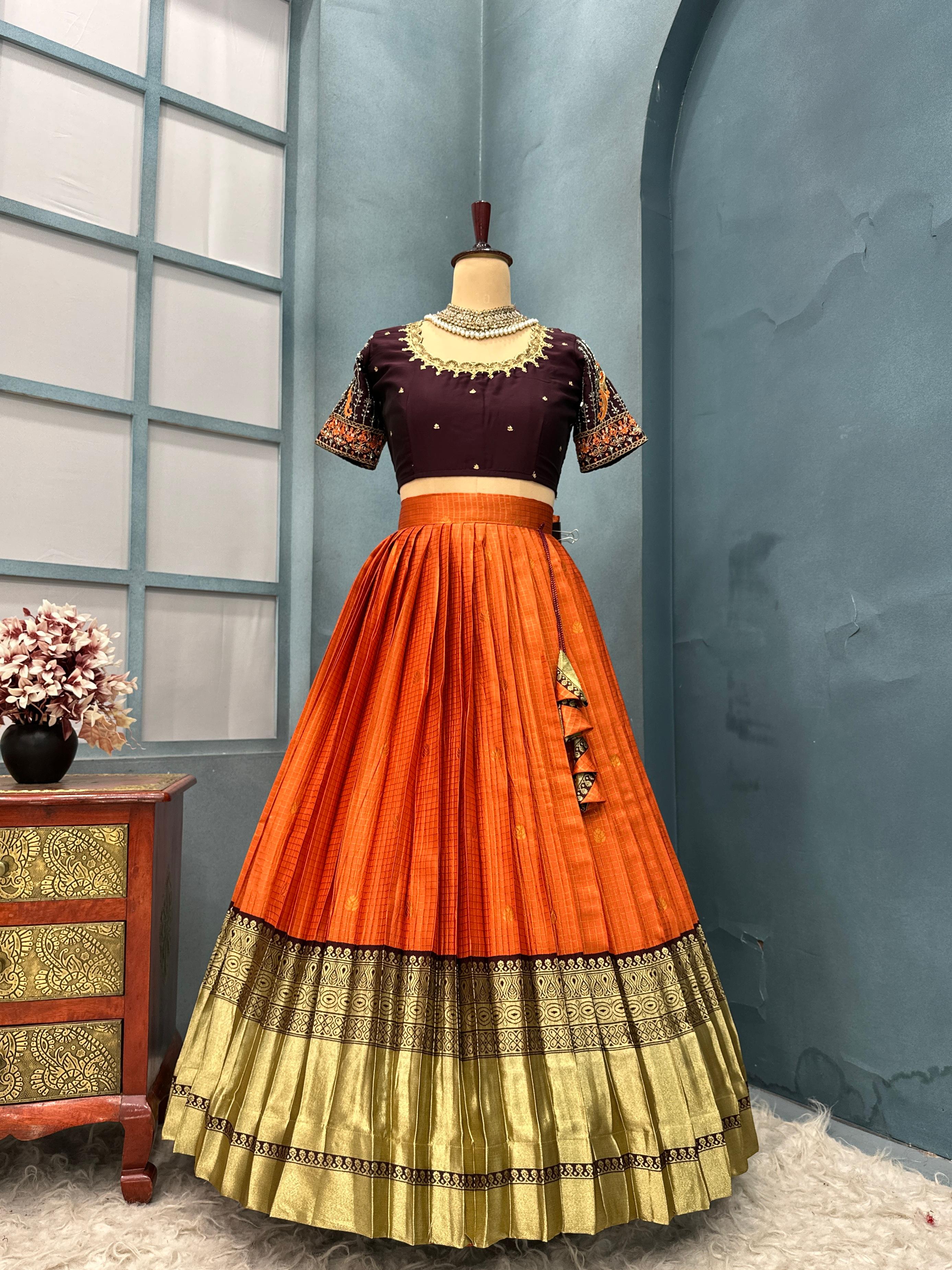 Kanjivaram fully stitched lehenga