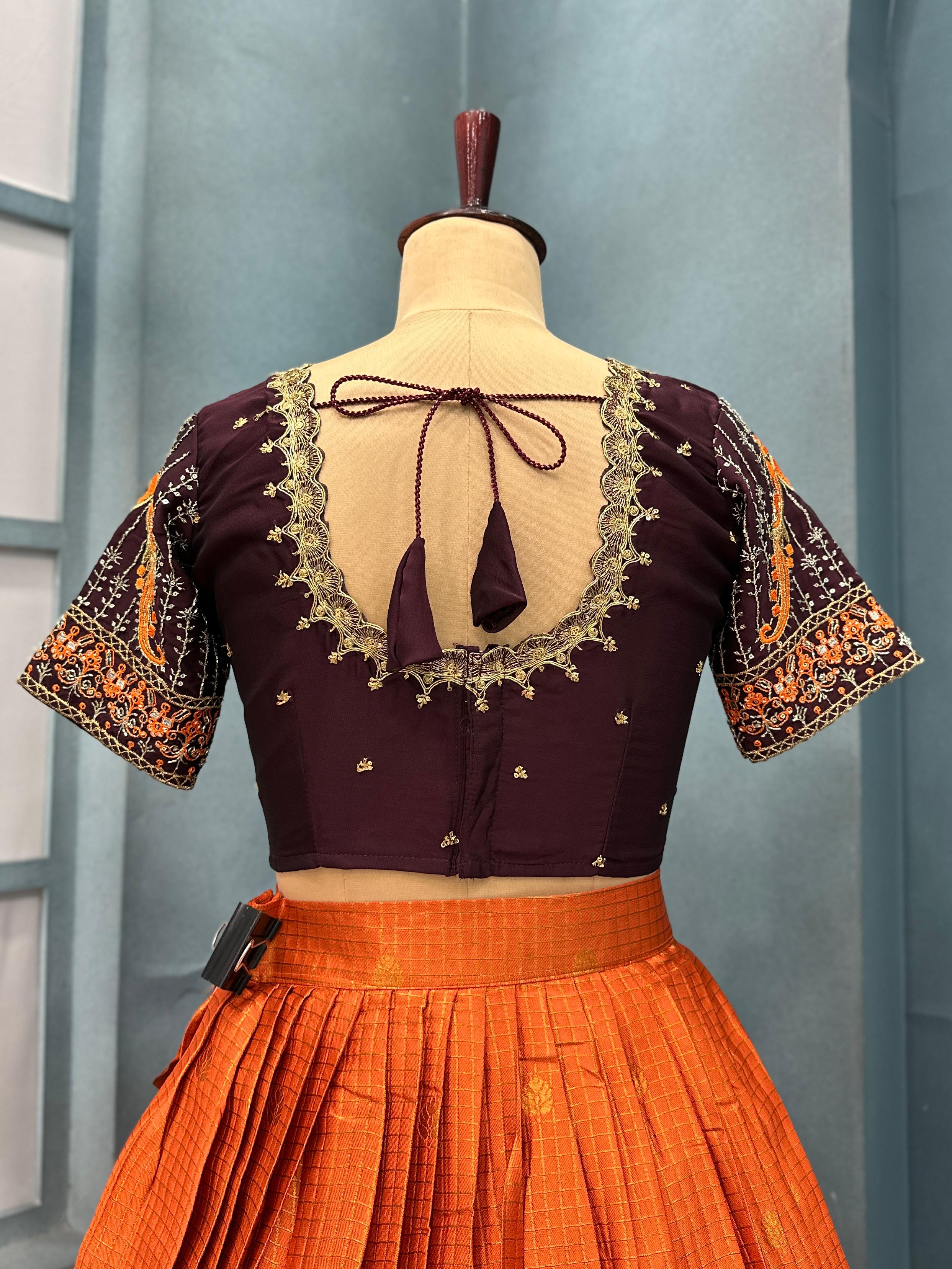 Kanjivaram fully stitched lehenga