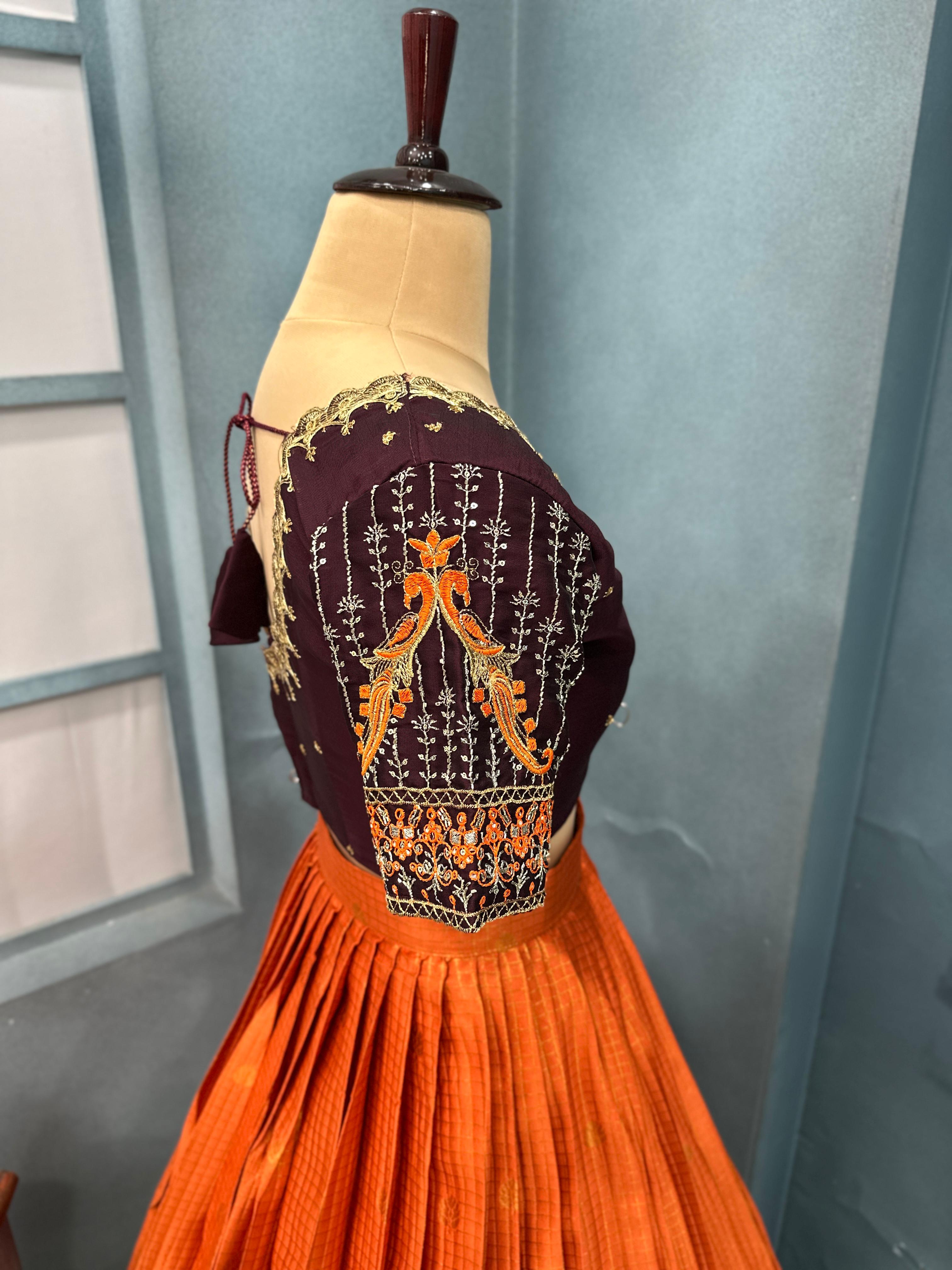 Kanjivaram fully stitched lehenga