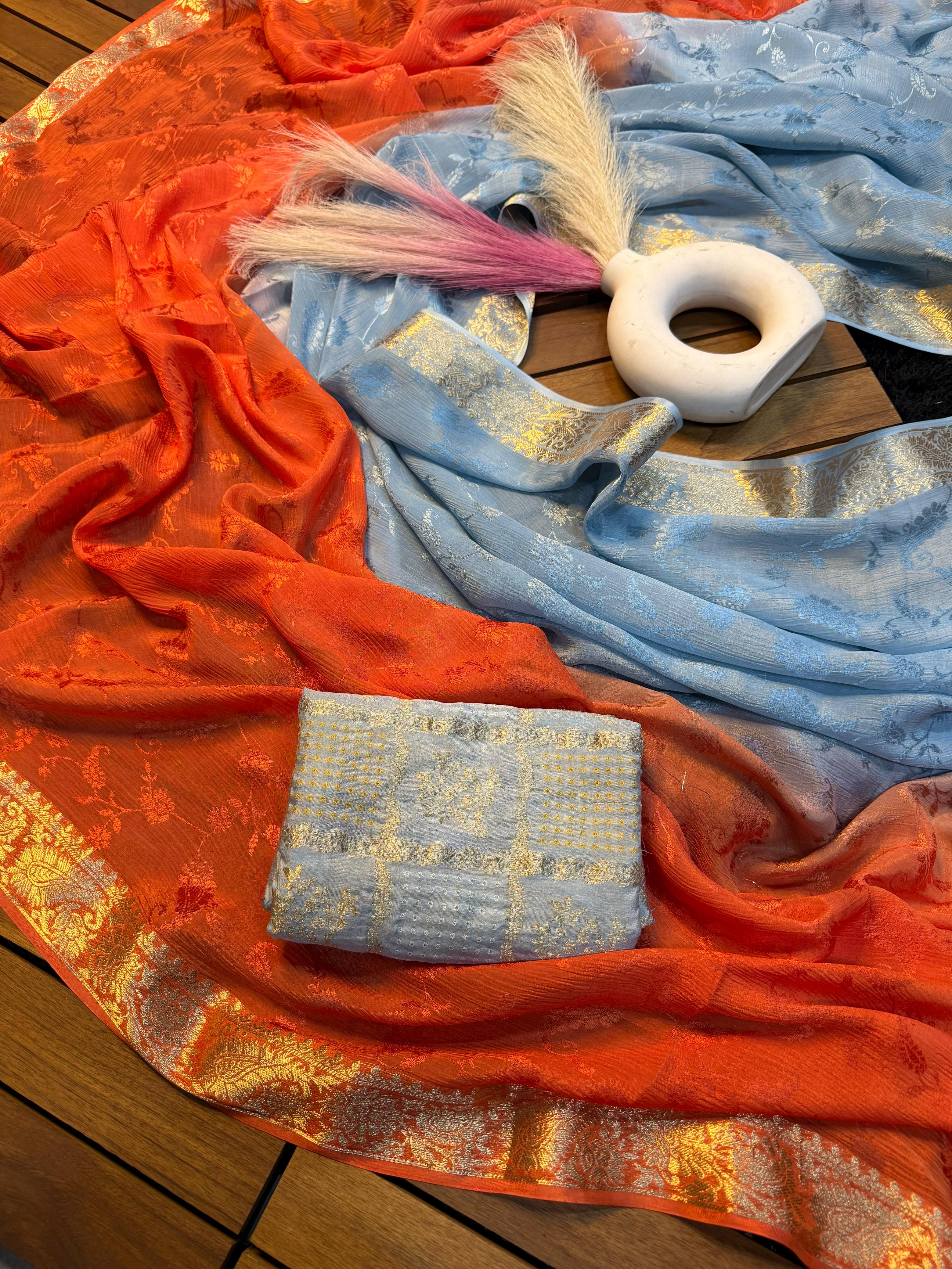 2d viscose chinnon saree