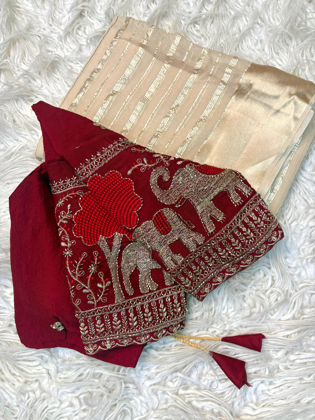 Viscose saree with satin border