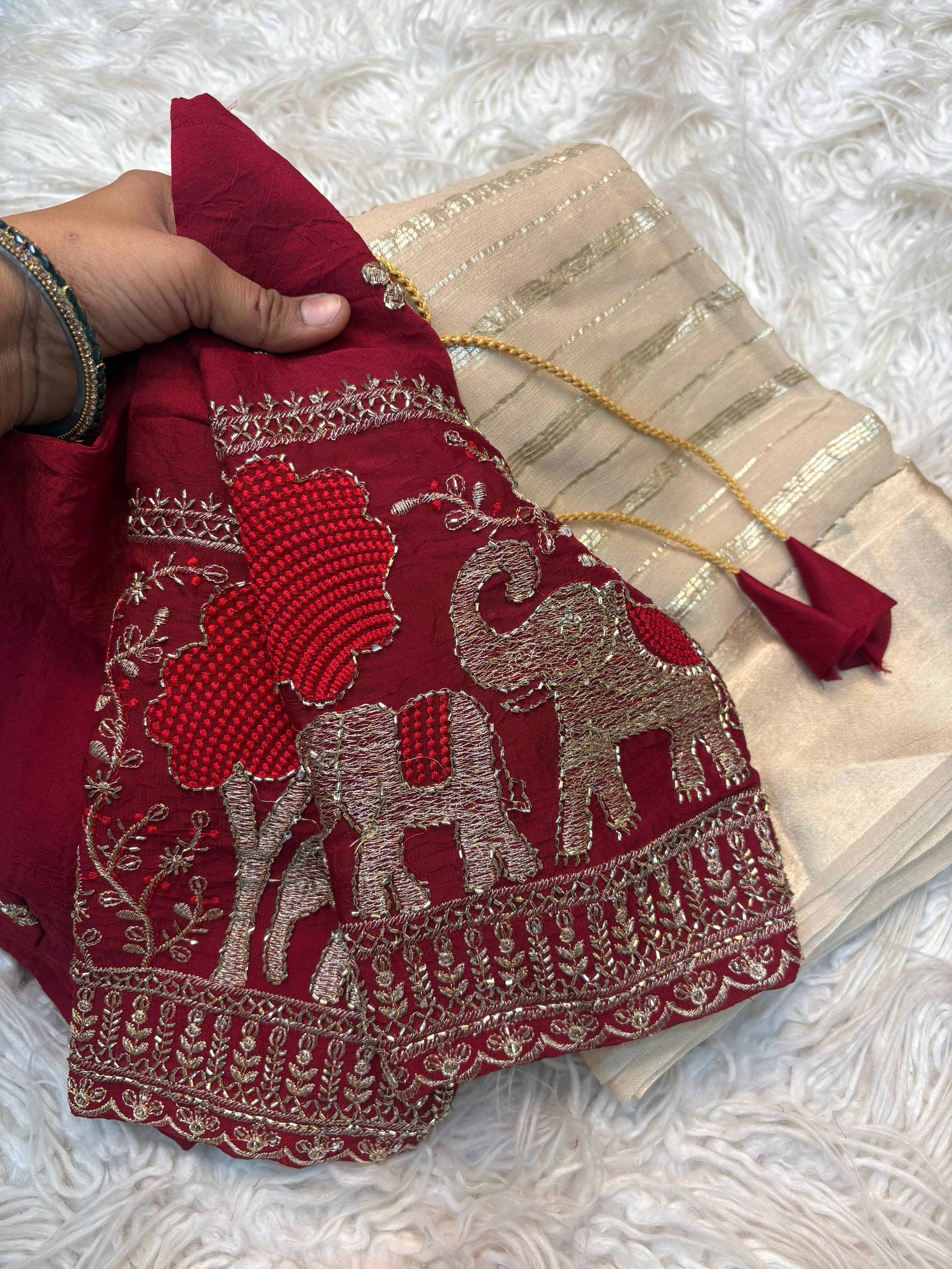 Viscose saree with satin border
