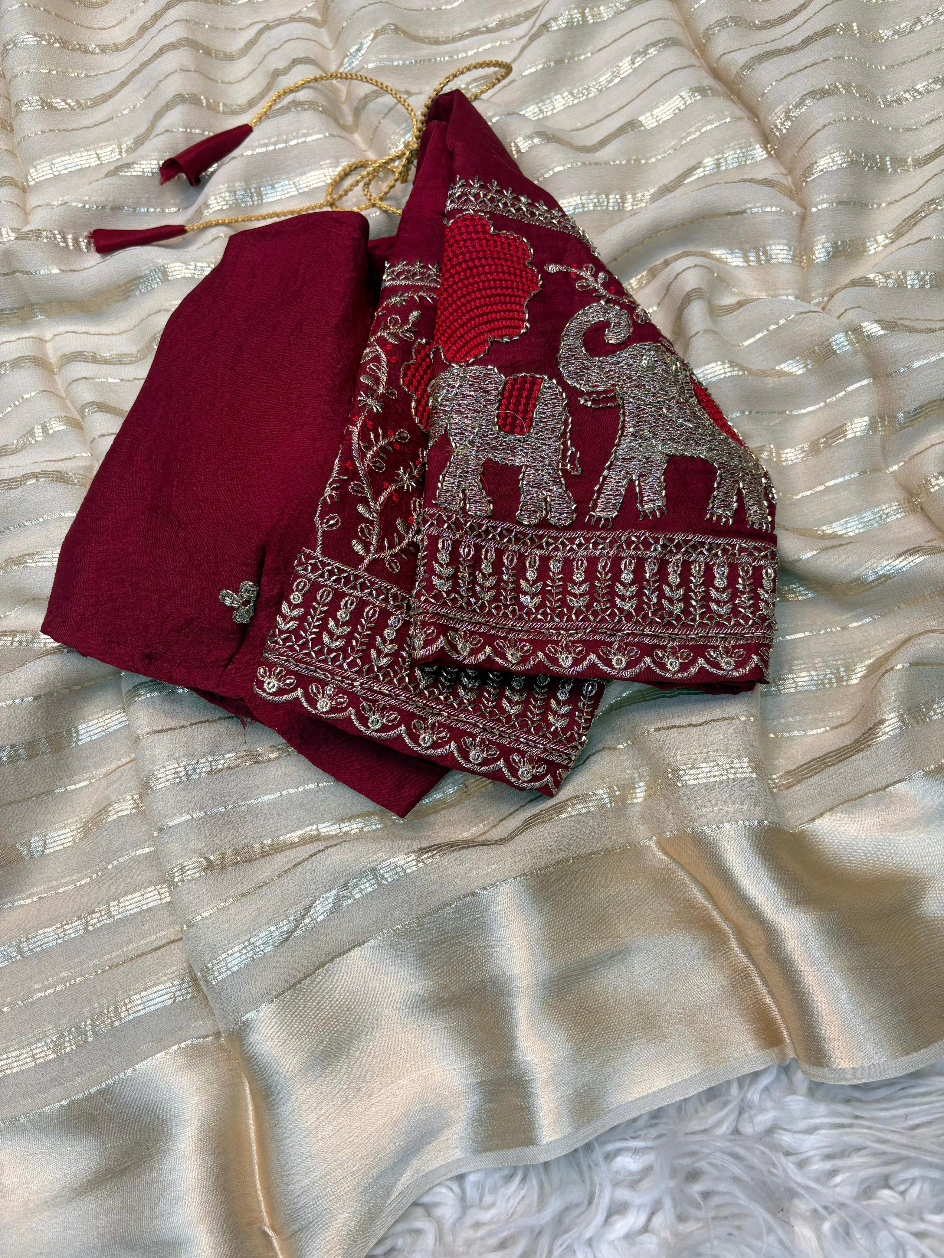 Viscose saree with satin border