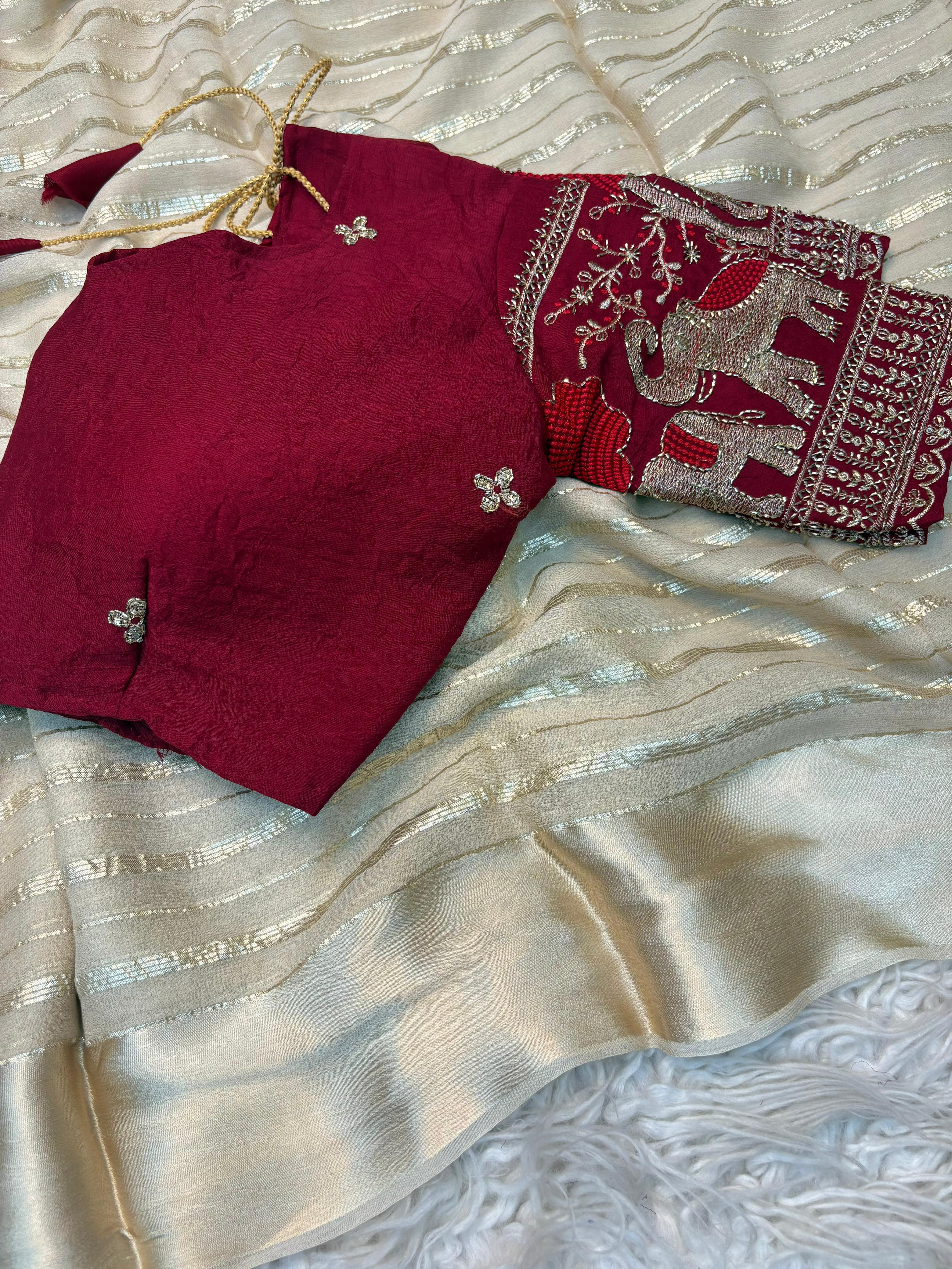 Viscose saree with satin border