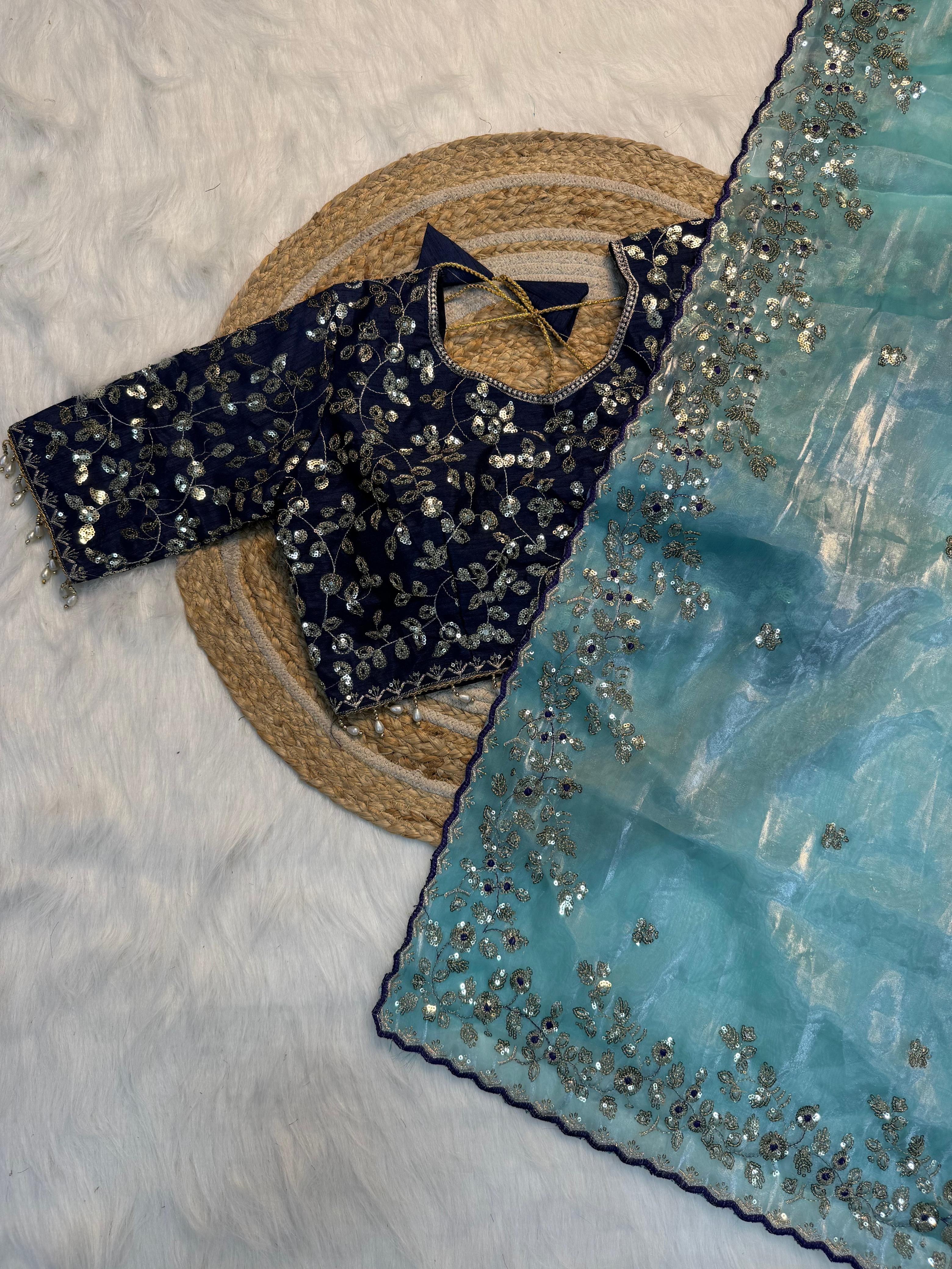Pure Silk Zari Sequence Design Embrodairy