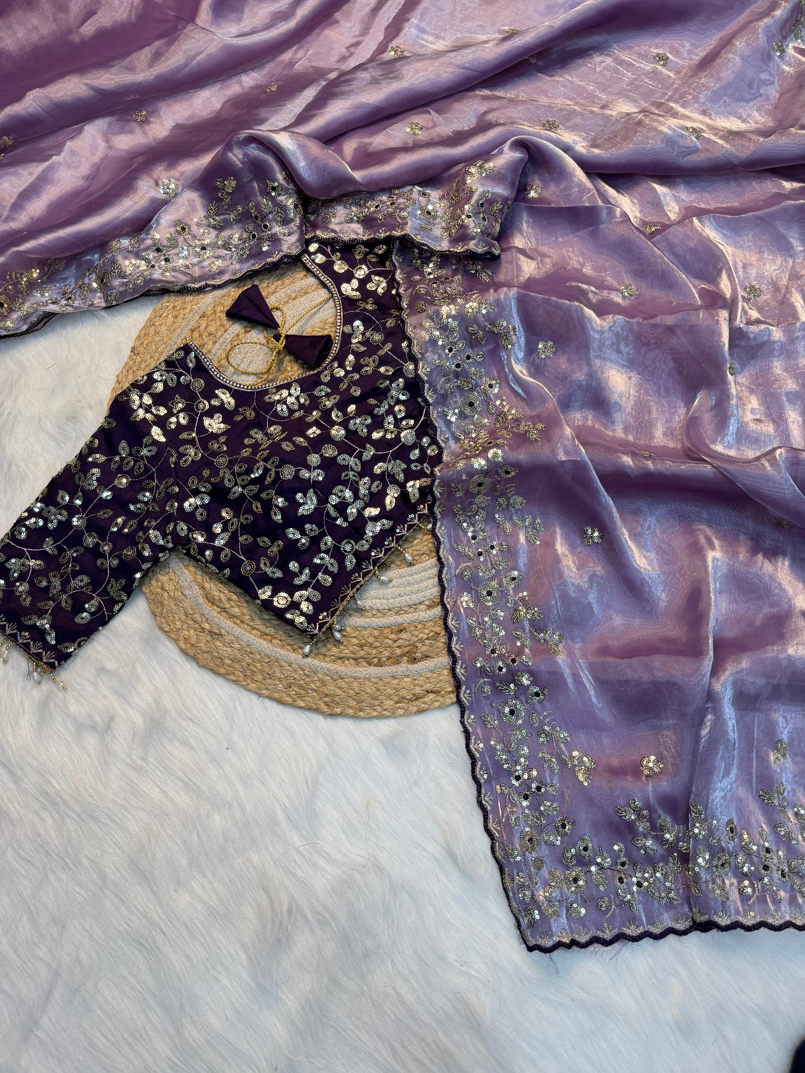 Pure Silk Zari Sequence Design Embrodairy