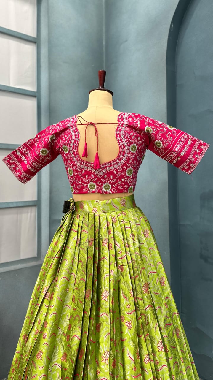 Premium quality pure kanjivaram silk fully stitched lehenga