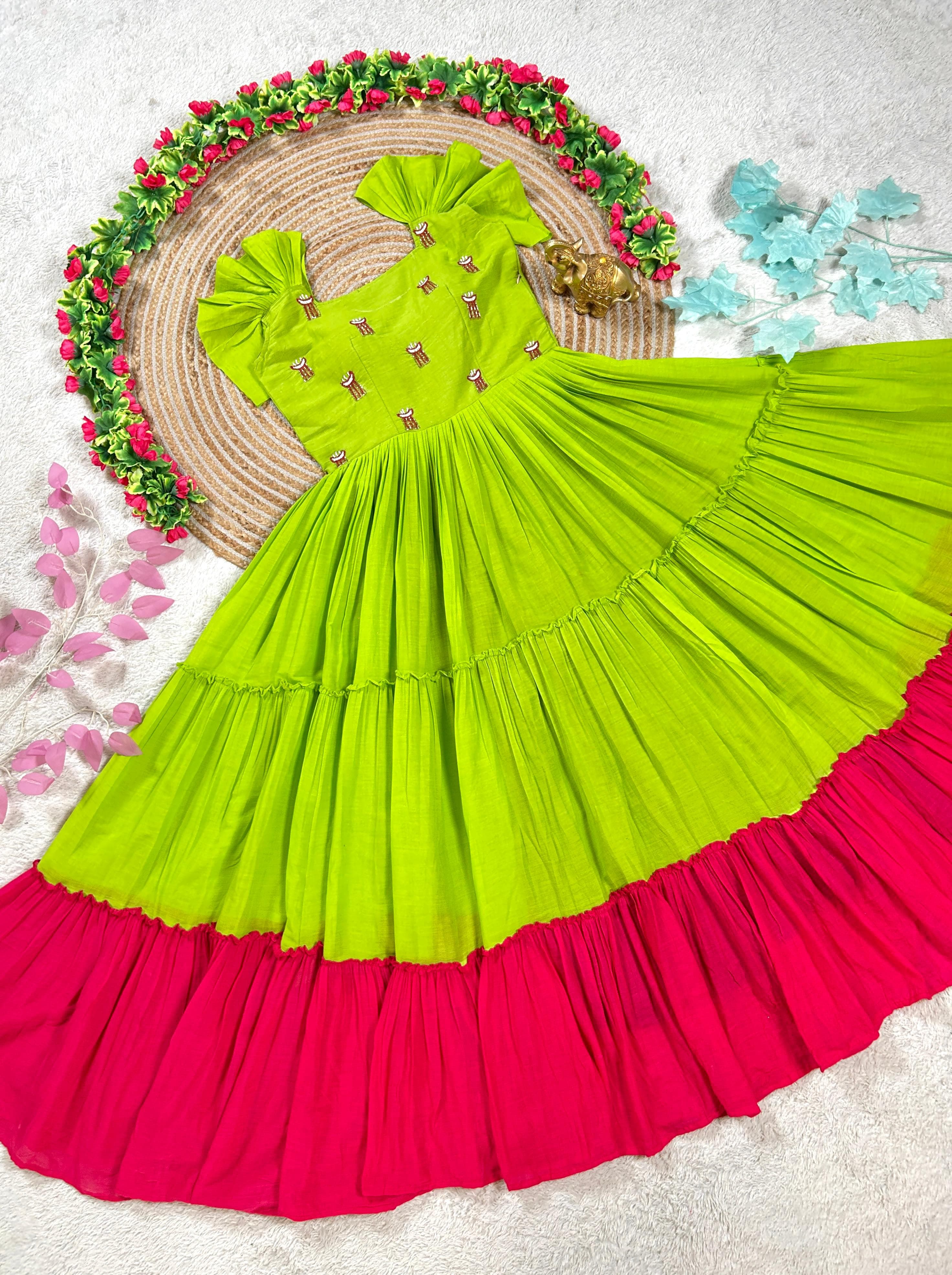 Mull chenderi maggam gowns
