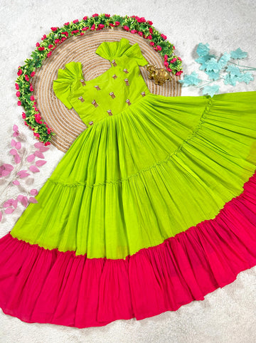 Mull chenderi maggam gowns