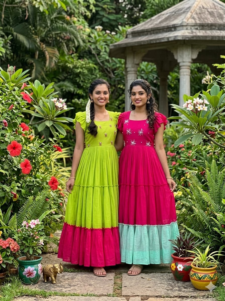 Mull chenderi maggam gowns