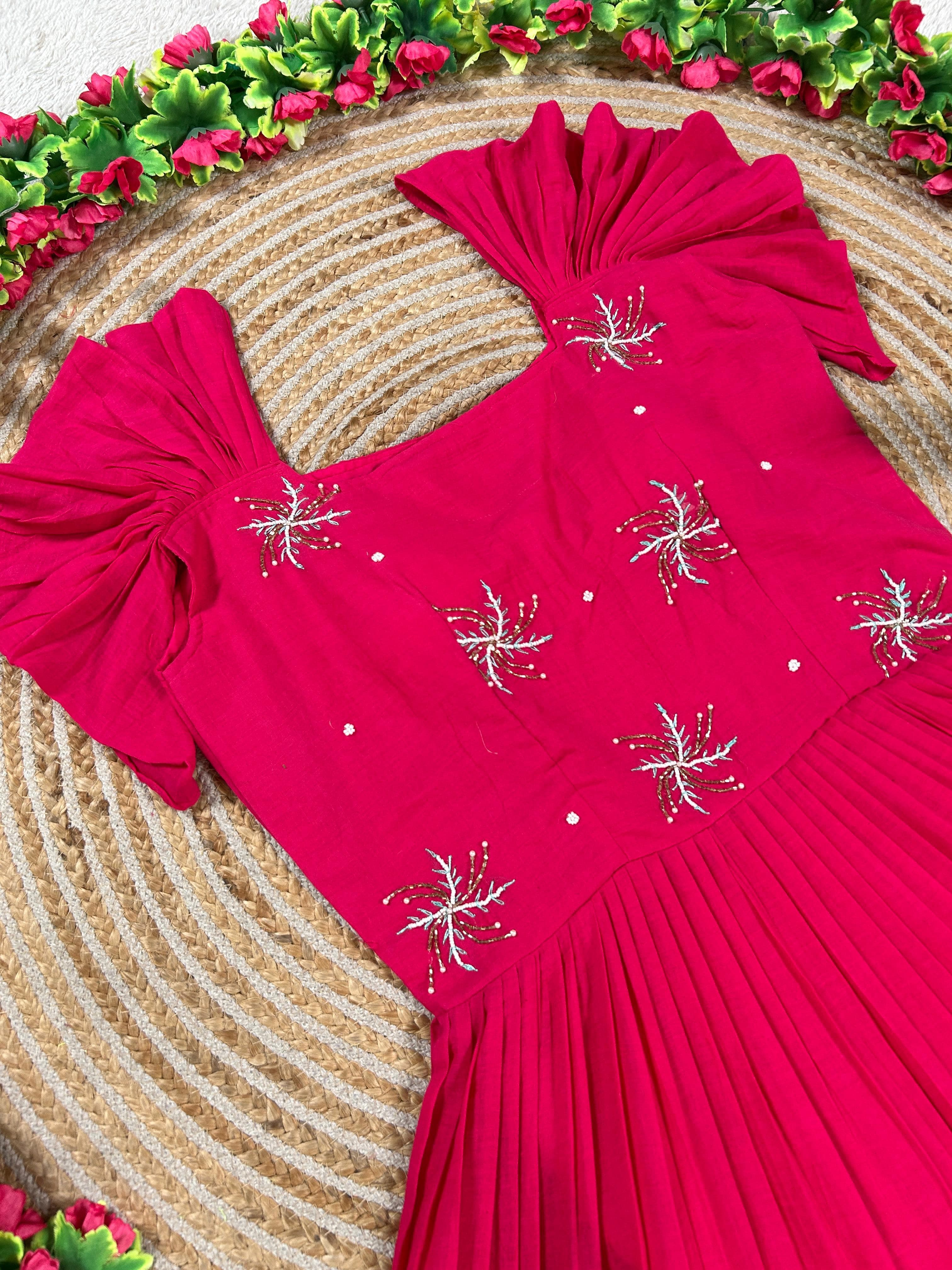 Mull chenderi maggam gowns