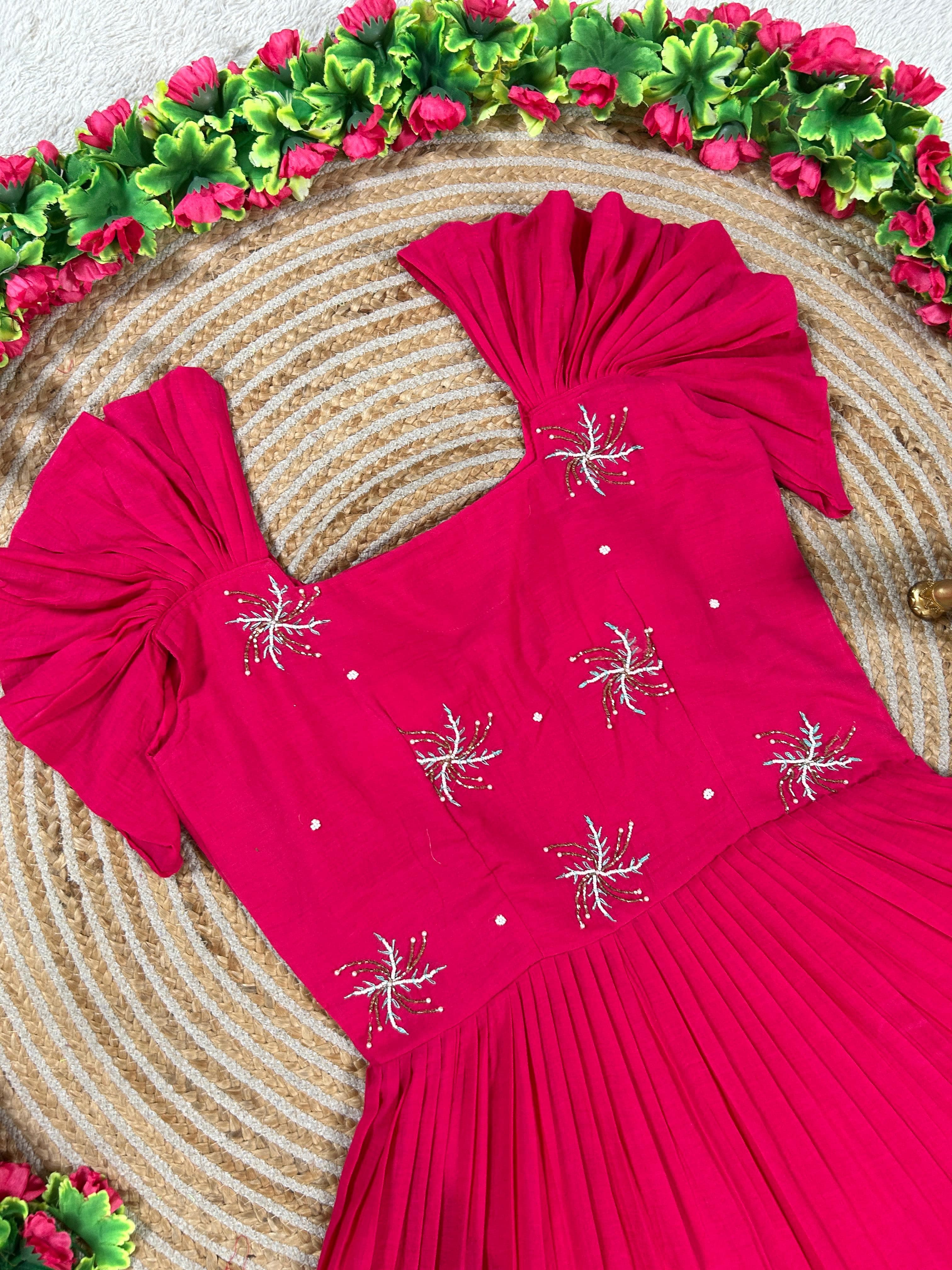 Mull chenderi maggam gowns