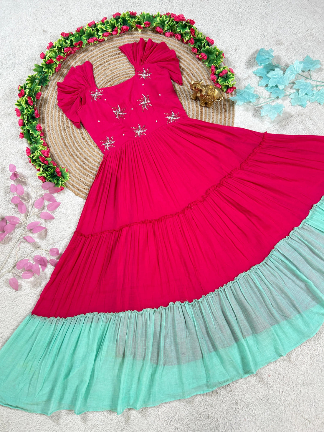 Mull chenderi maggam gowns