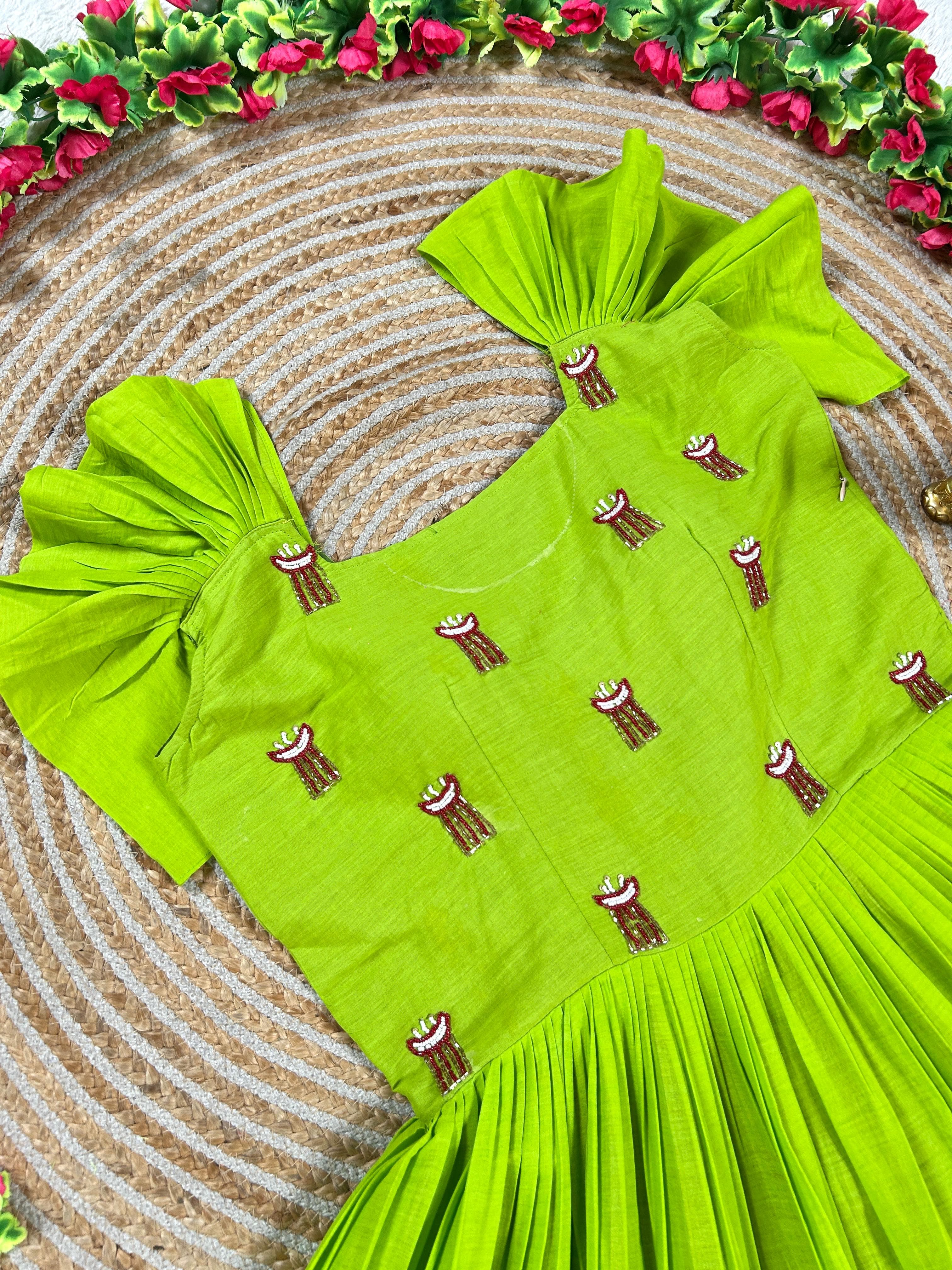 Mull chenderi maggam gowns