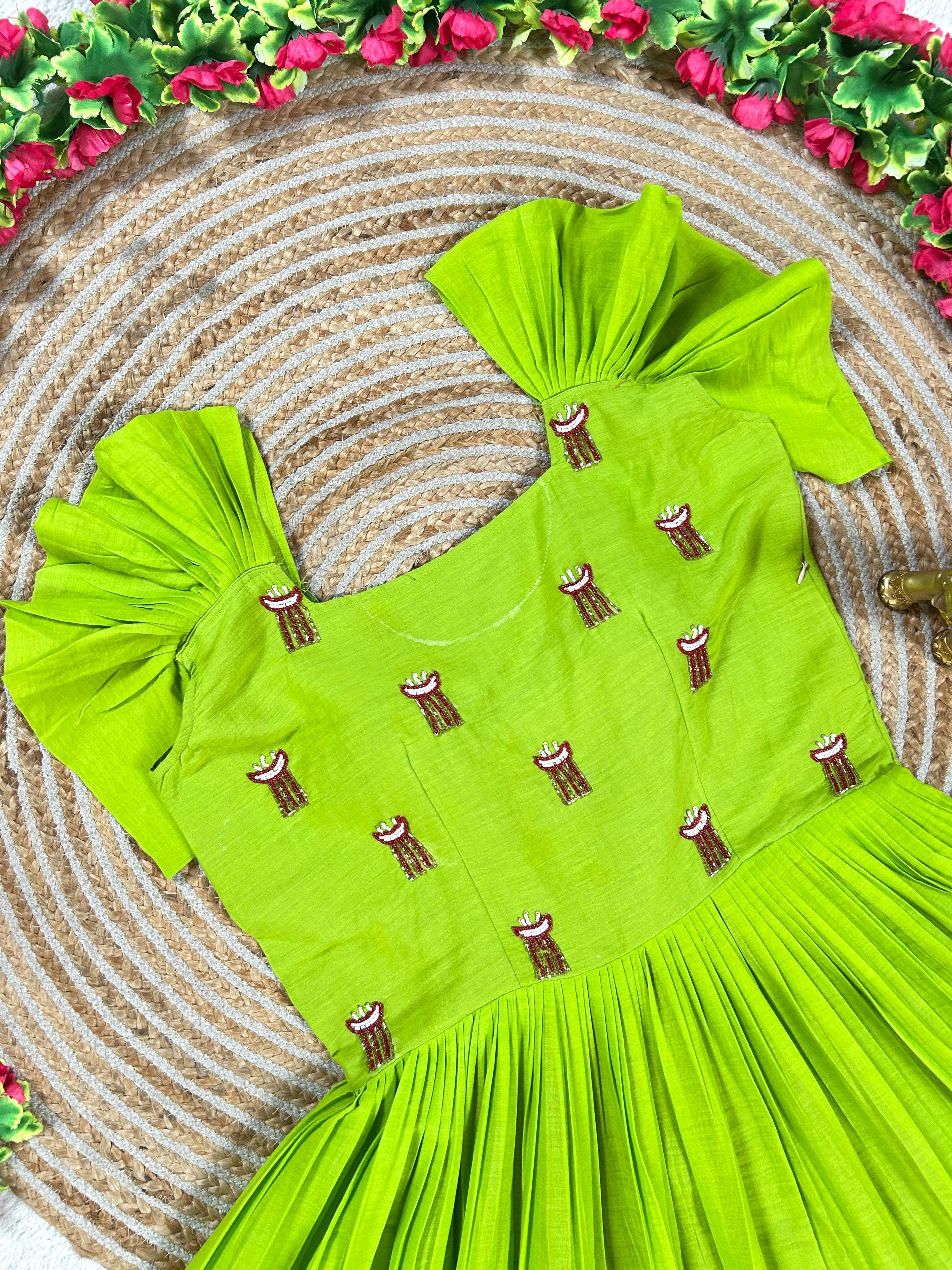 Mull chenderi maggam gowns