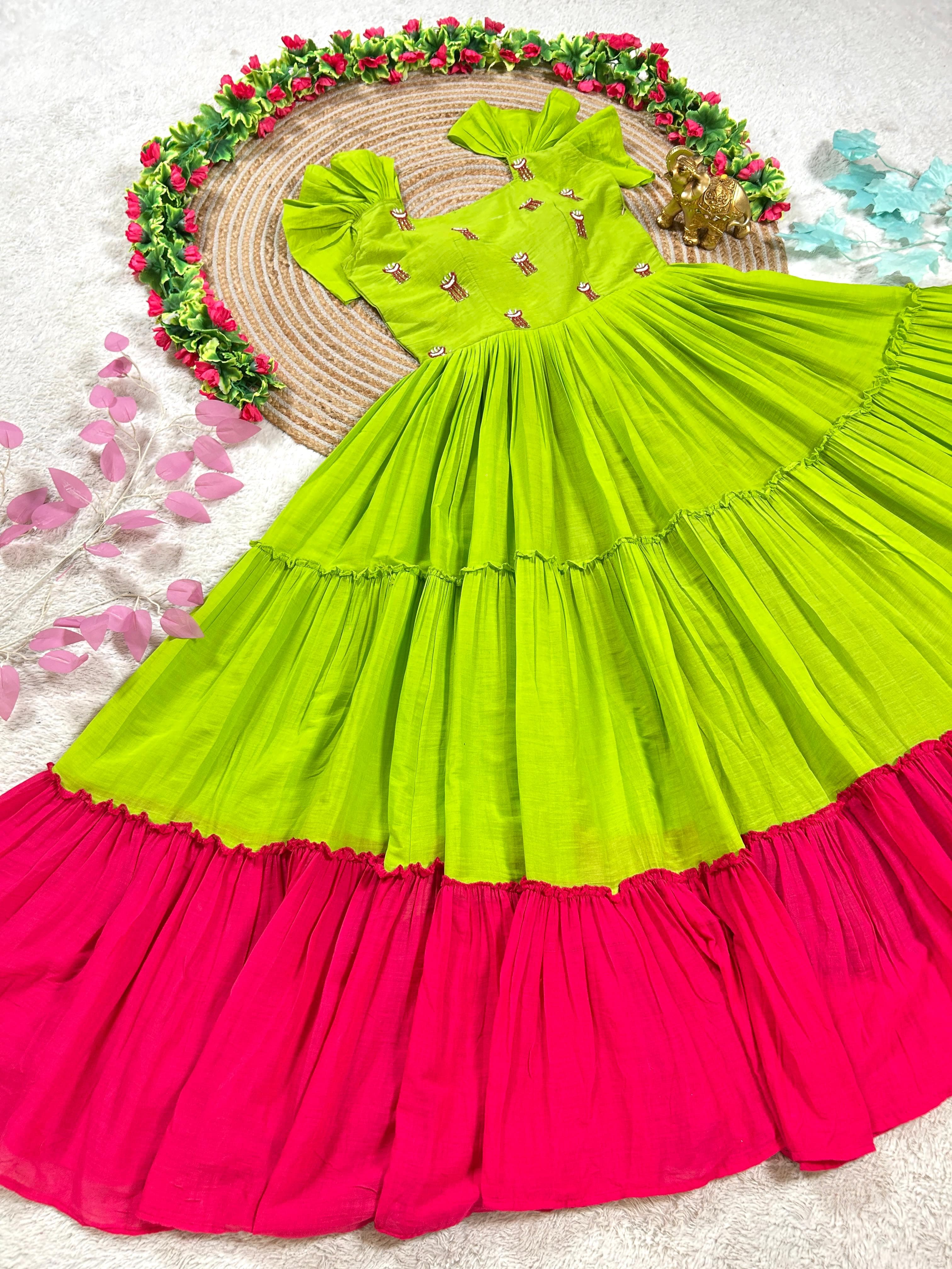 Mull chenderi maggam gowns