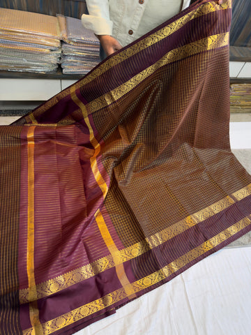 Benaresi soft silk checks saree inspired by Rashmika's vintage look