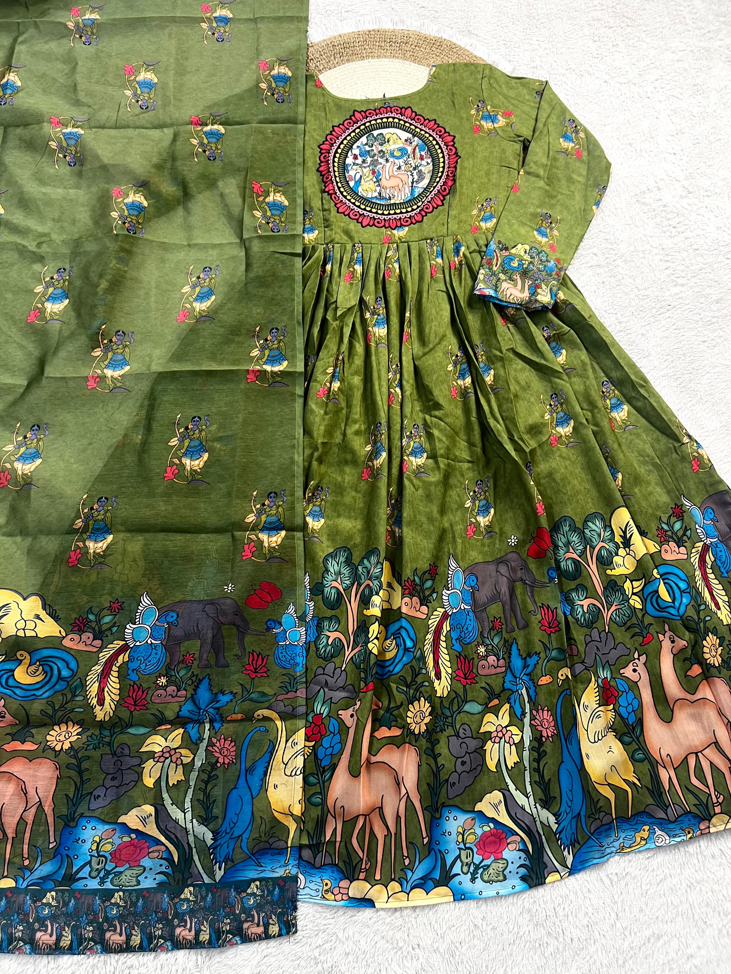 Klamkamkari inspired design gown with duppata