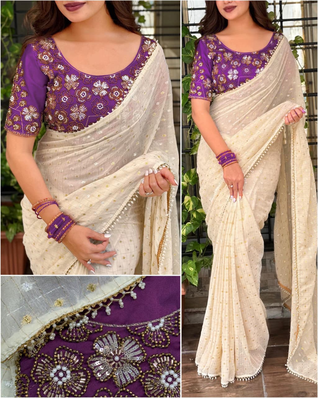 Cruchy georgette designer saree