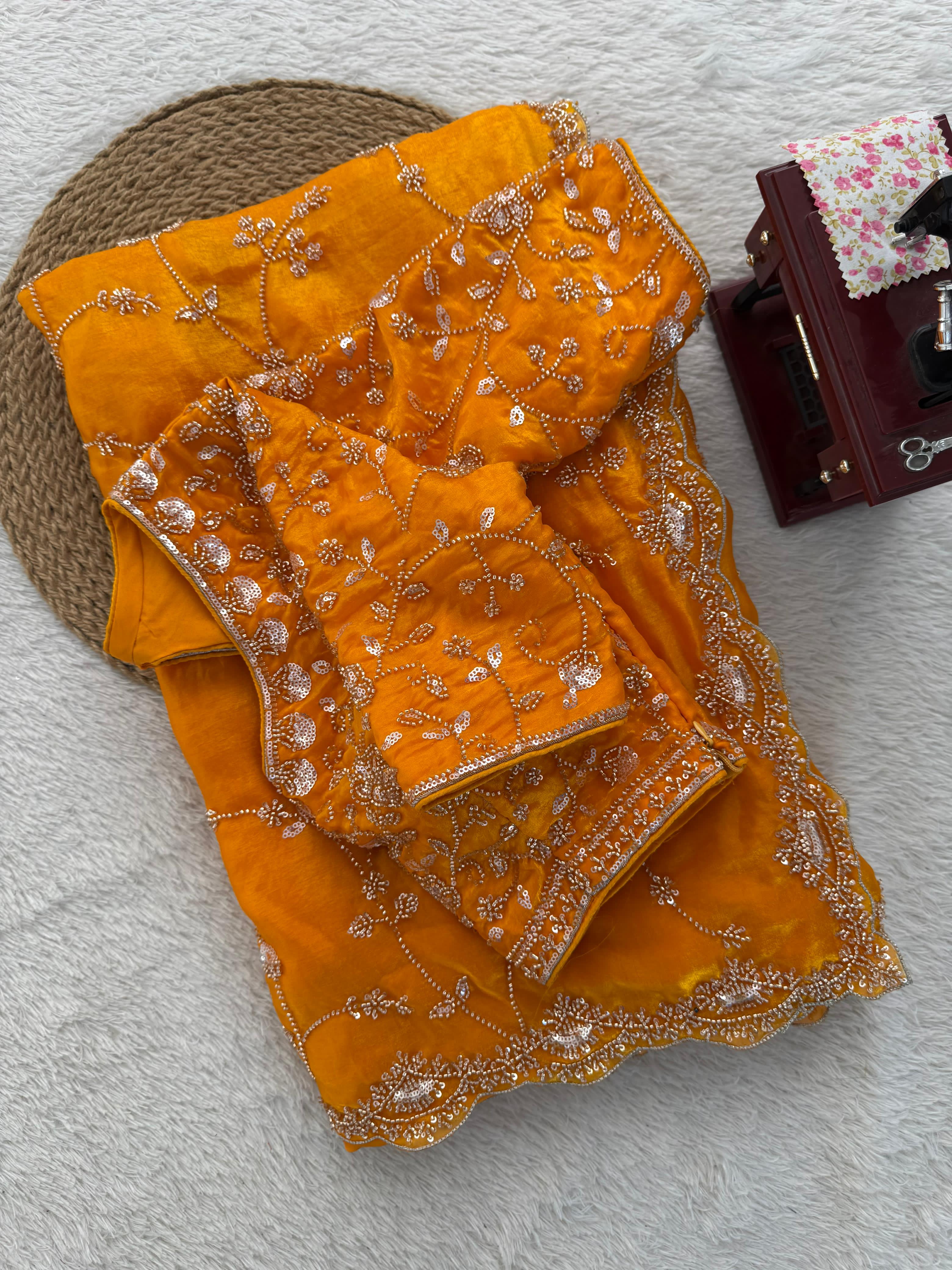 Yellow heavy designer saree
