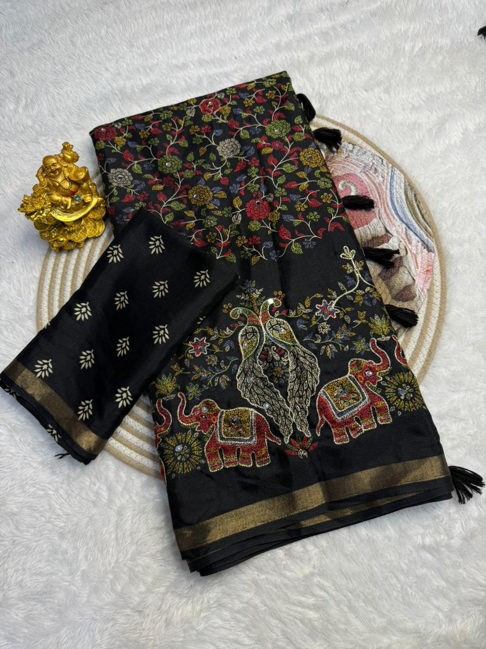 ajrakh print cotton saree