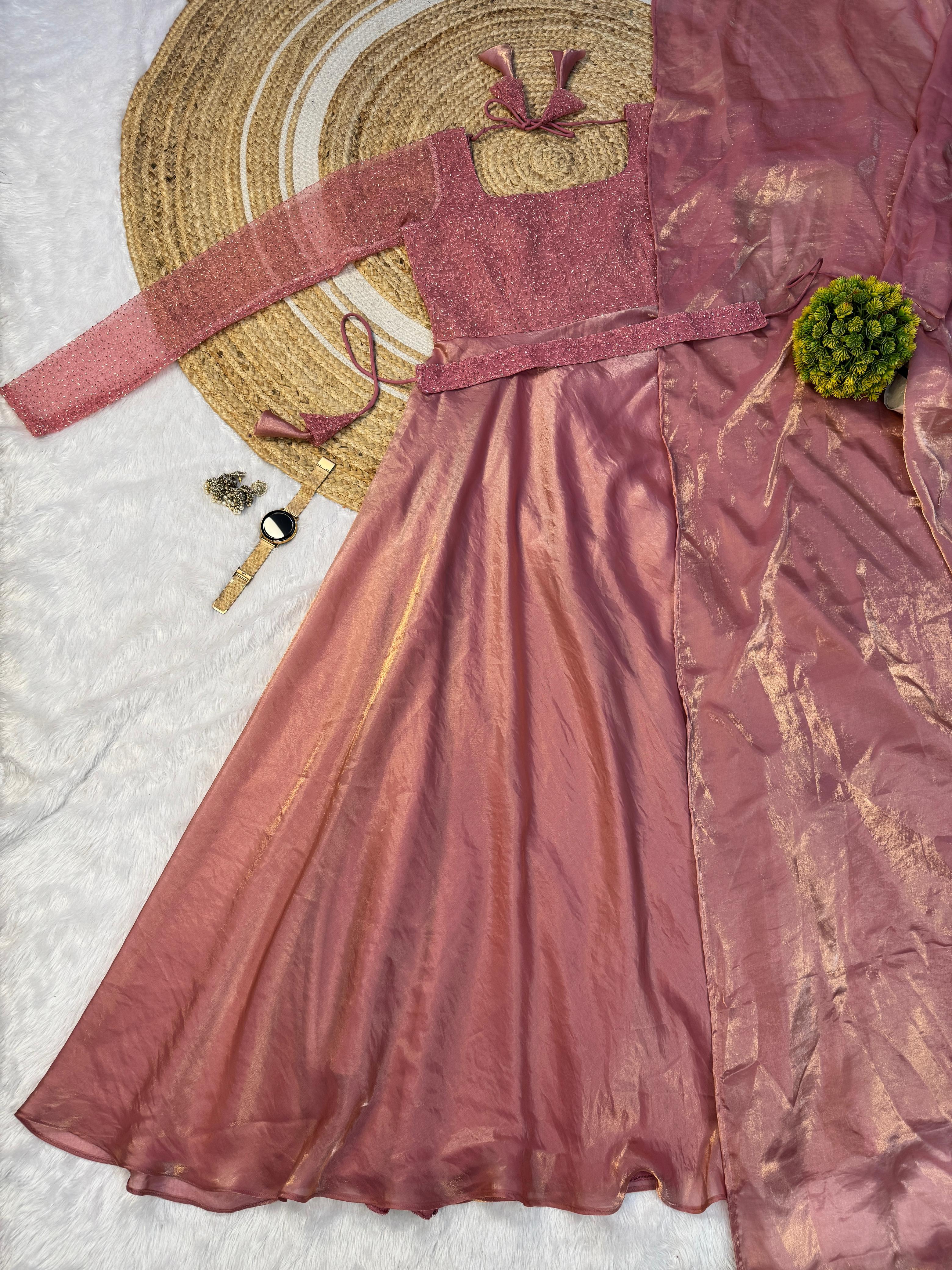 Party wear draping style gown outfit