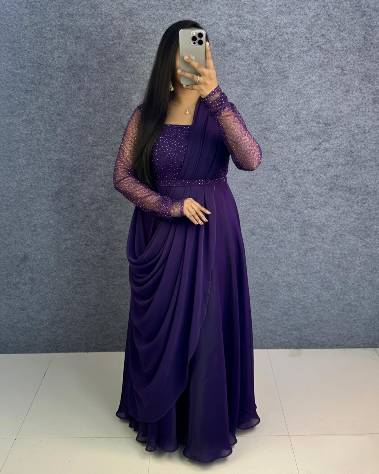 Party wear draping style gown outfit