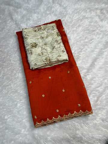 Vichitra silk designer saree ✨