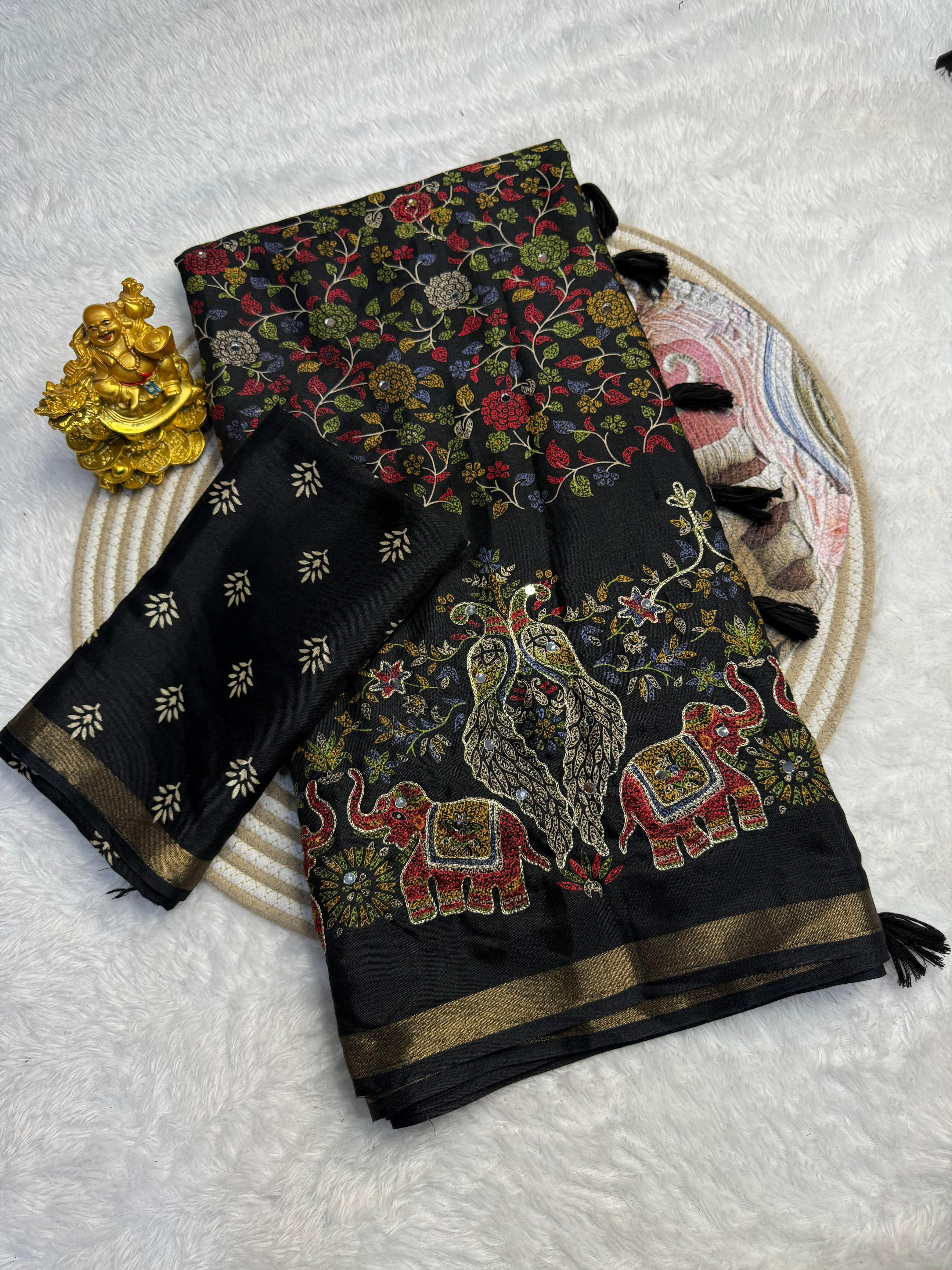 ajrakh print cotton saree