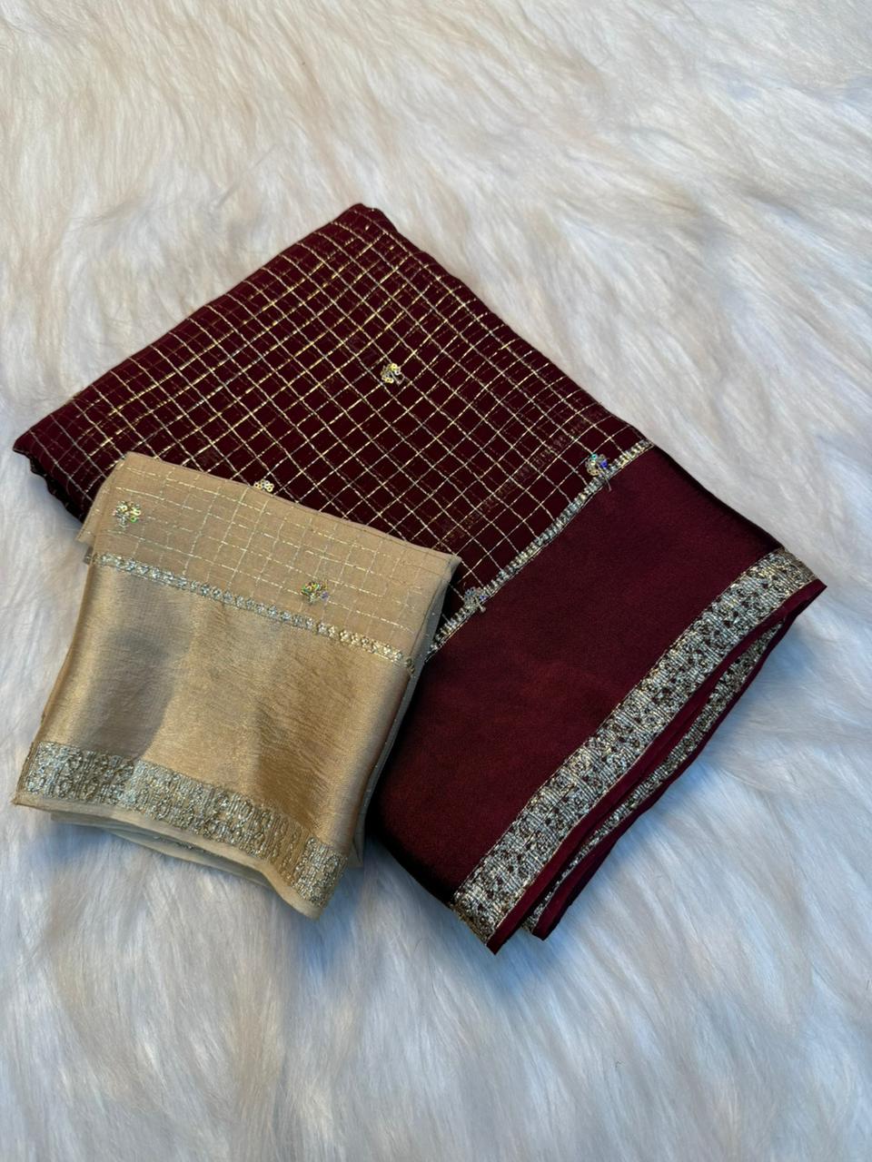 Viscose georgette sequence buties saree