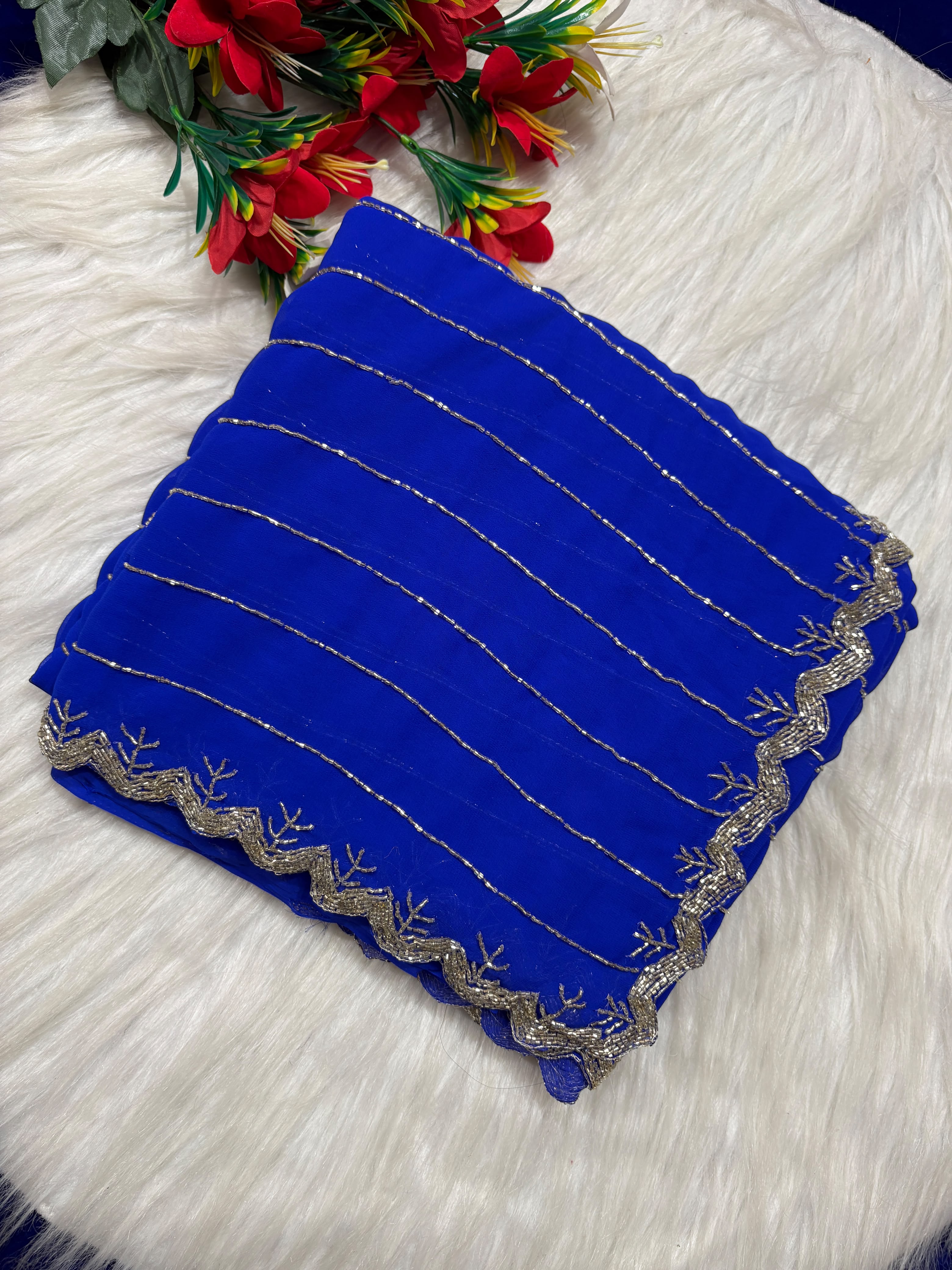Pure georgette kadhana work saree ✨