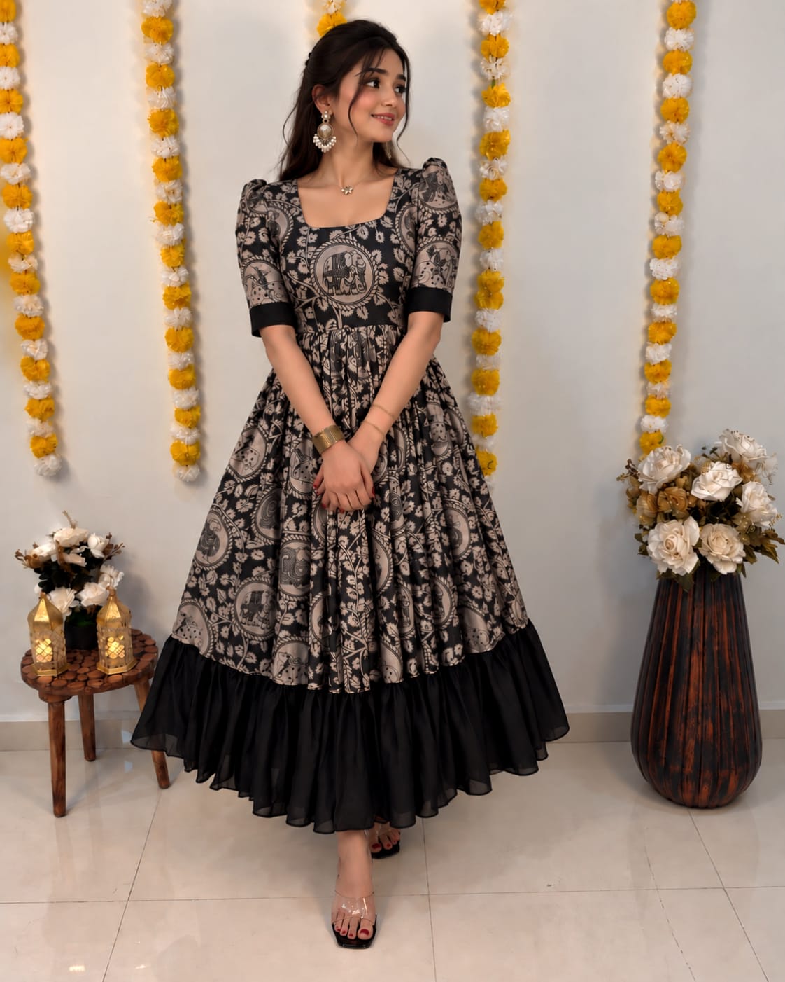 Kalamkari vichitra silk gown ✨