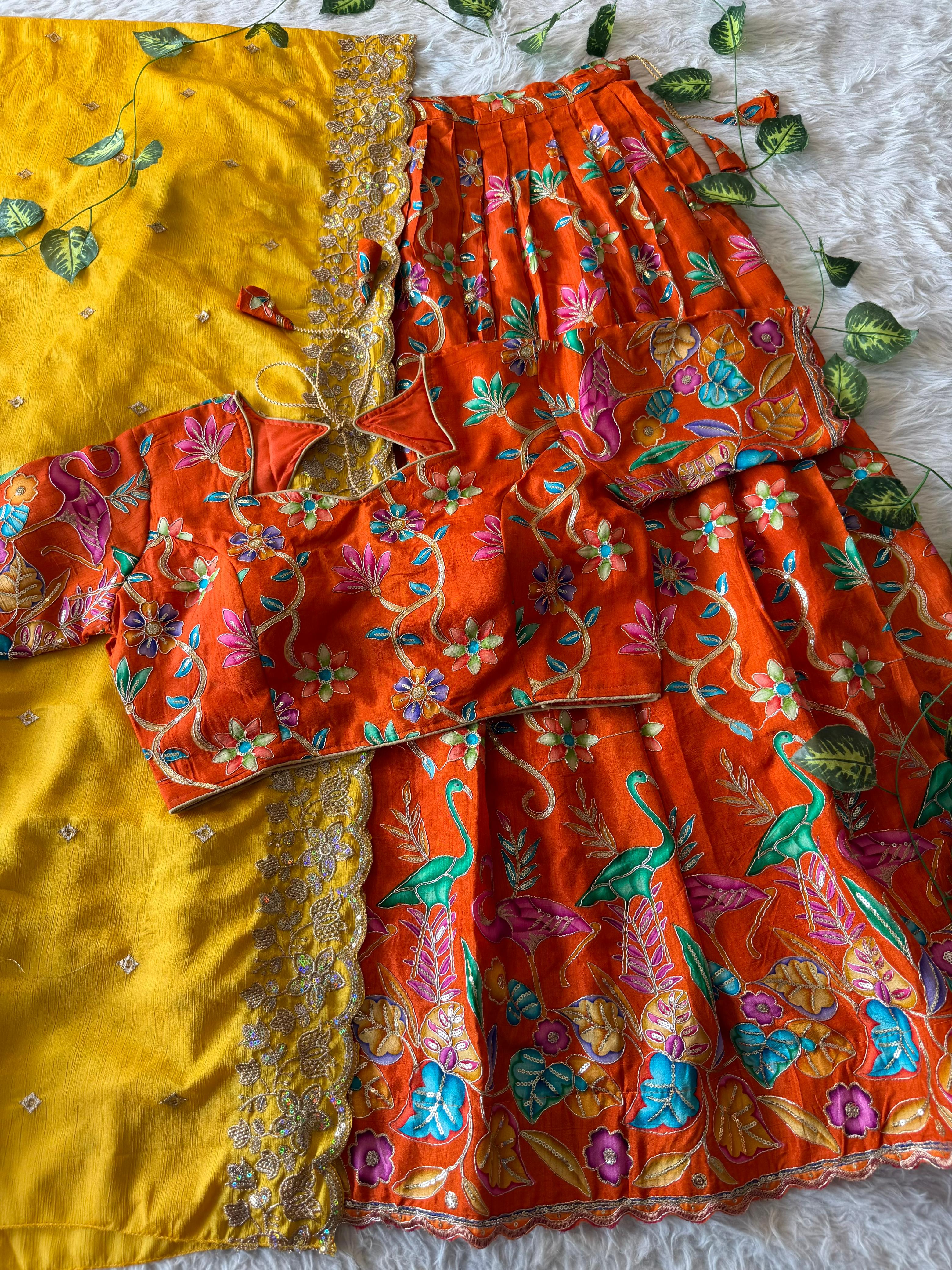 Viscose dola position embroidery lehengas