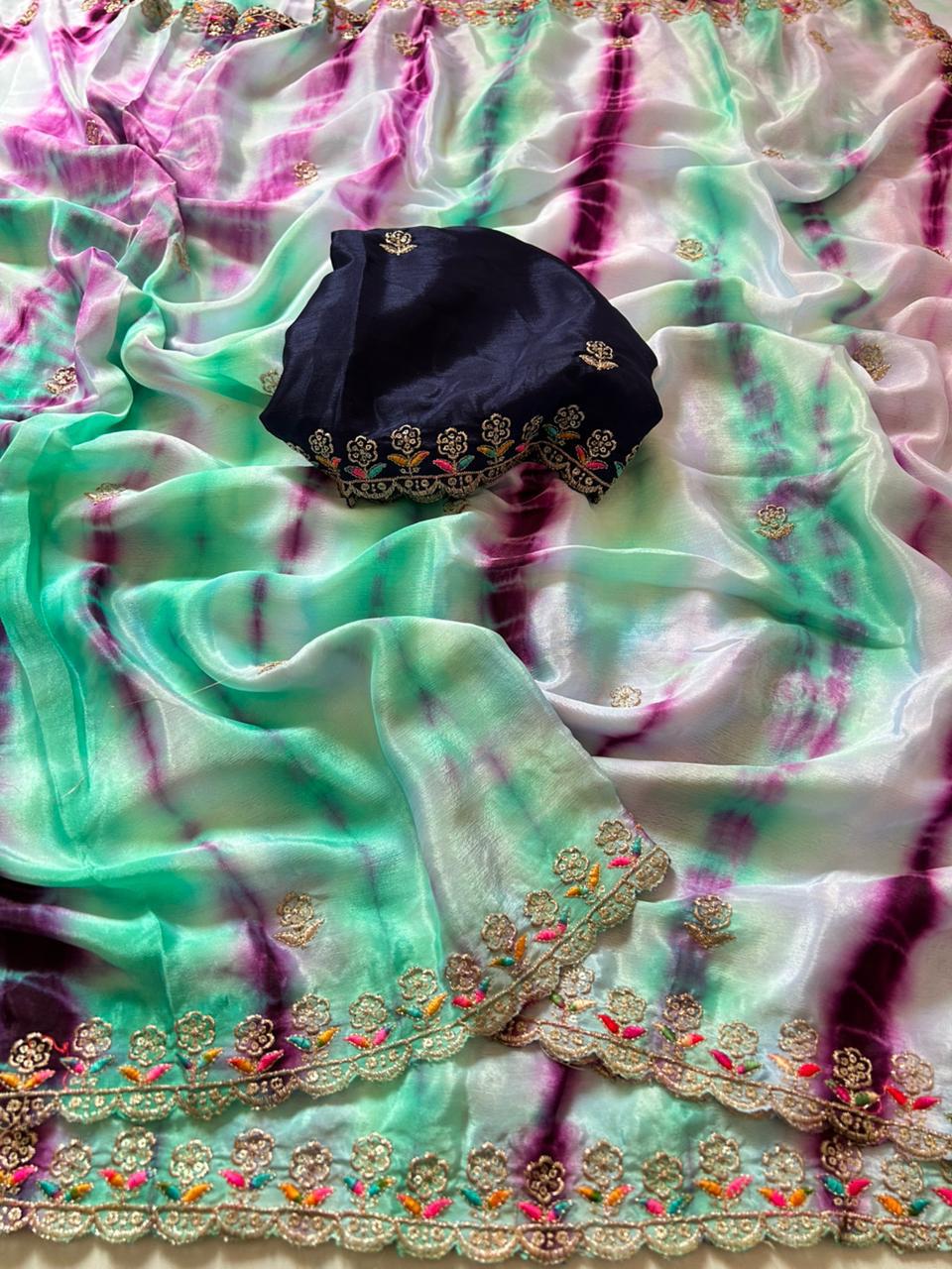 Dyeing chinnon shilk sarees
