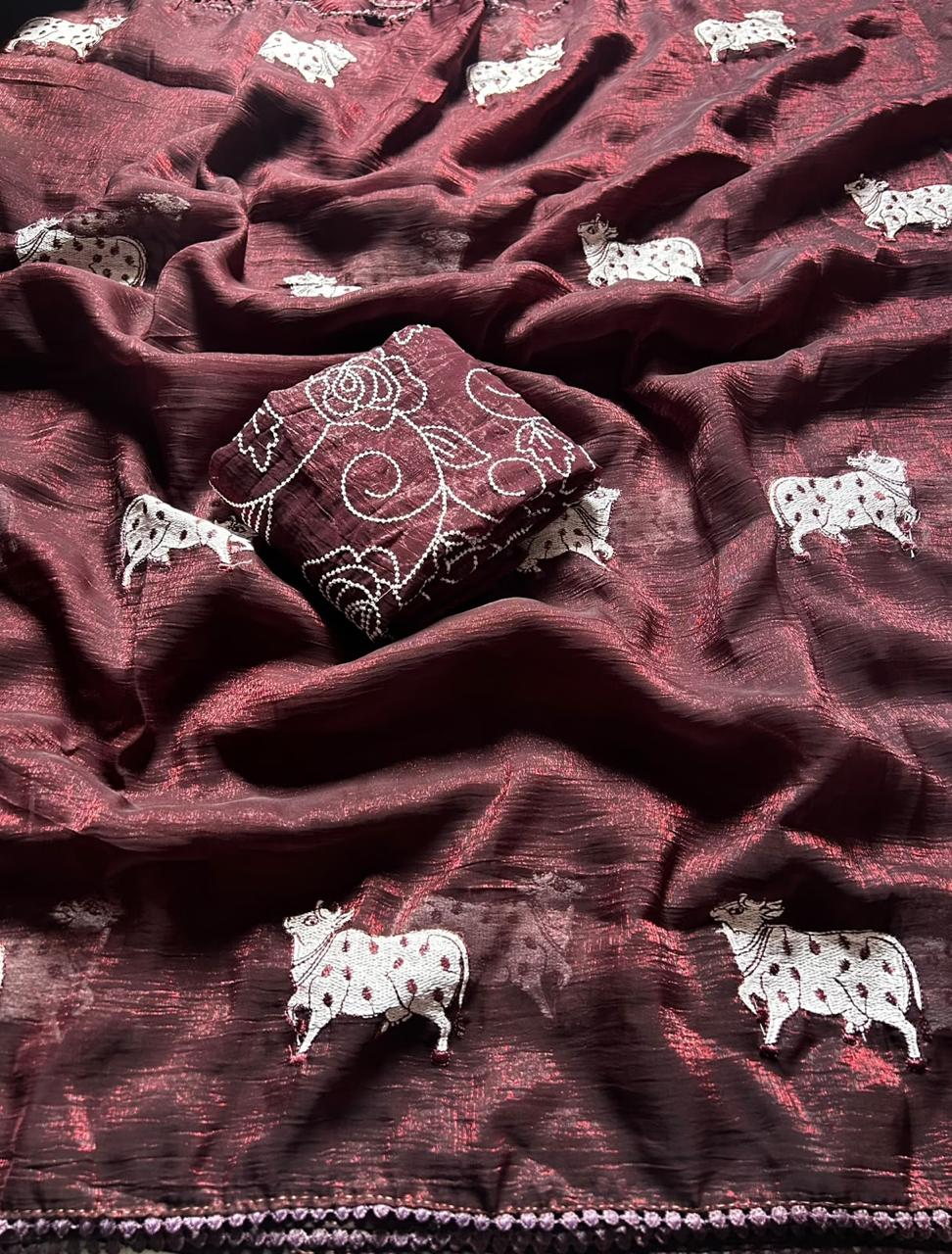 Crush embroidery work saree ✨