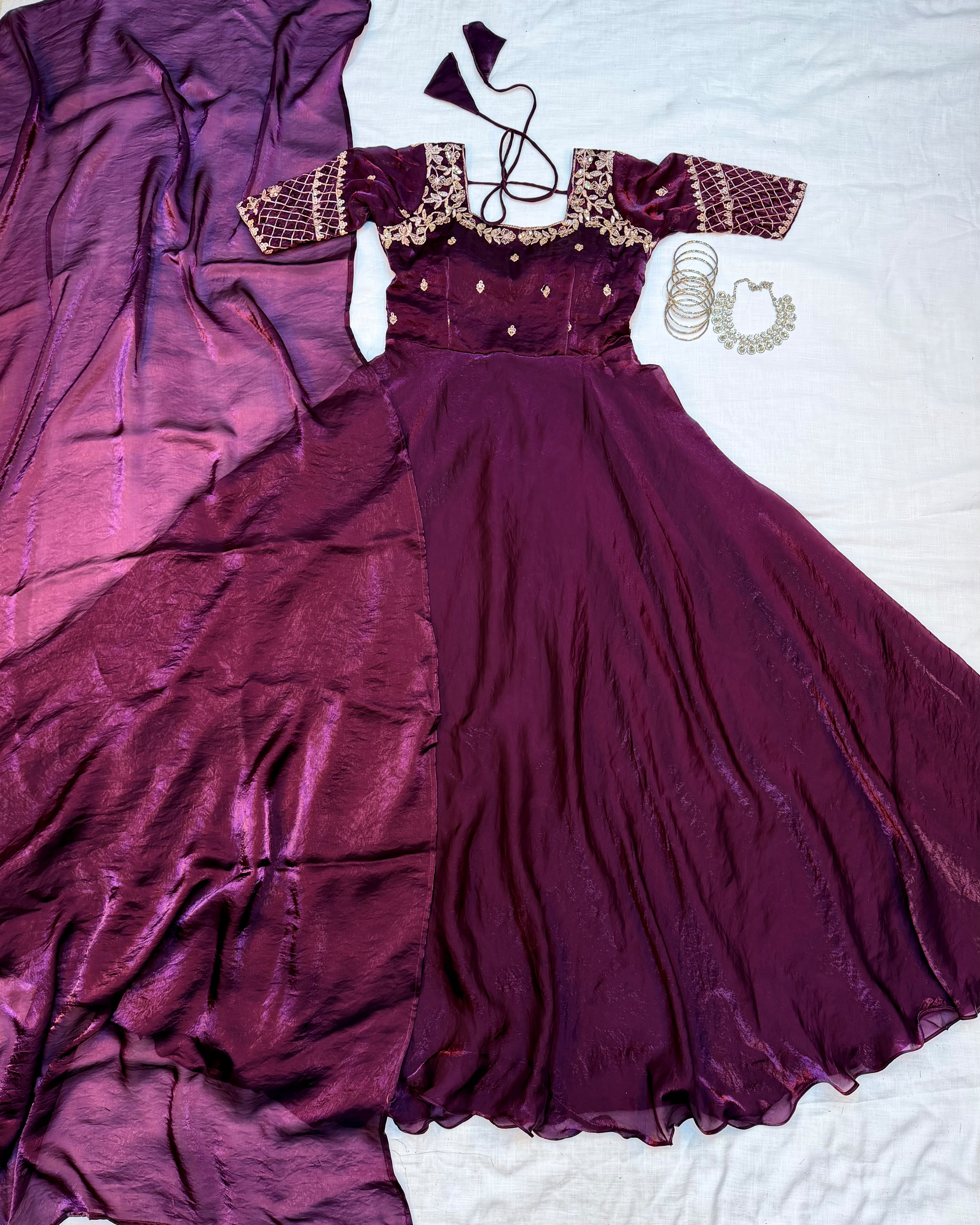 Sequence of gown with dupatta