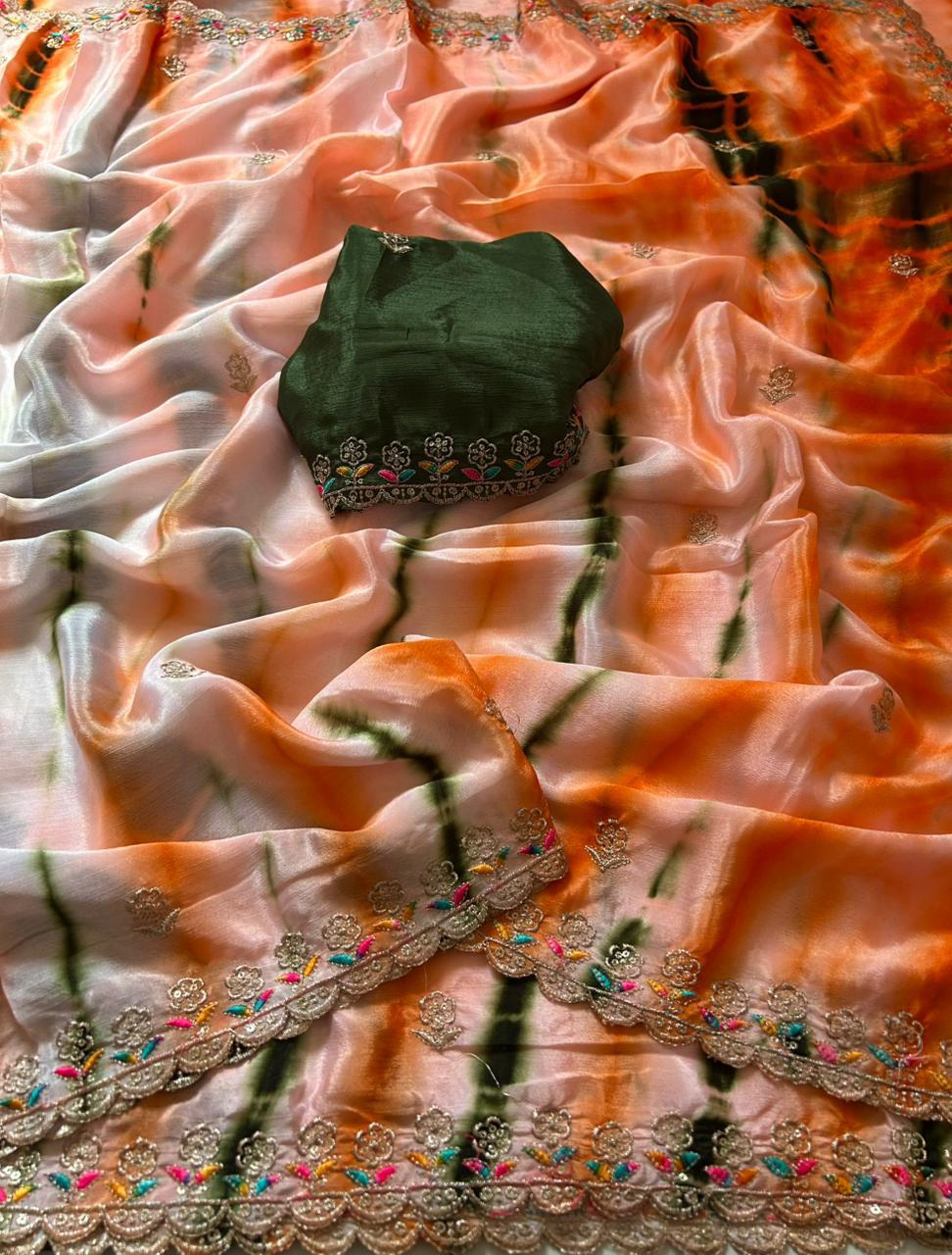 Dyeing chinnon shilk sarees