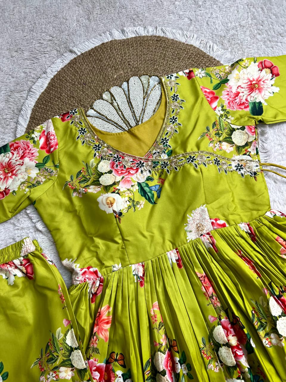 Aditi Rao Celebrity Inspired Floral Kurta Palazzo Set