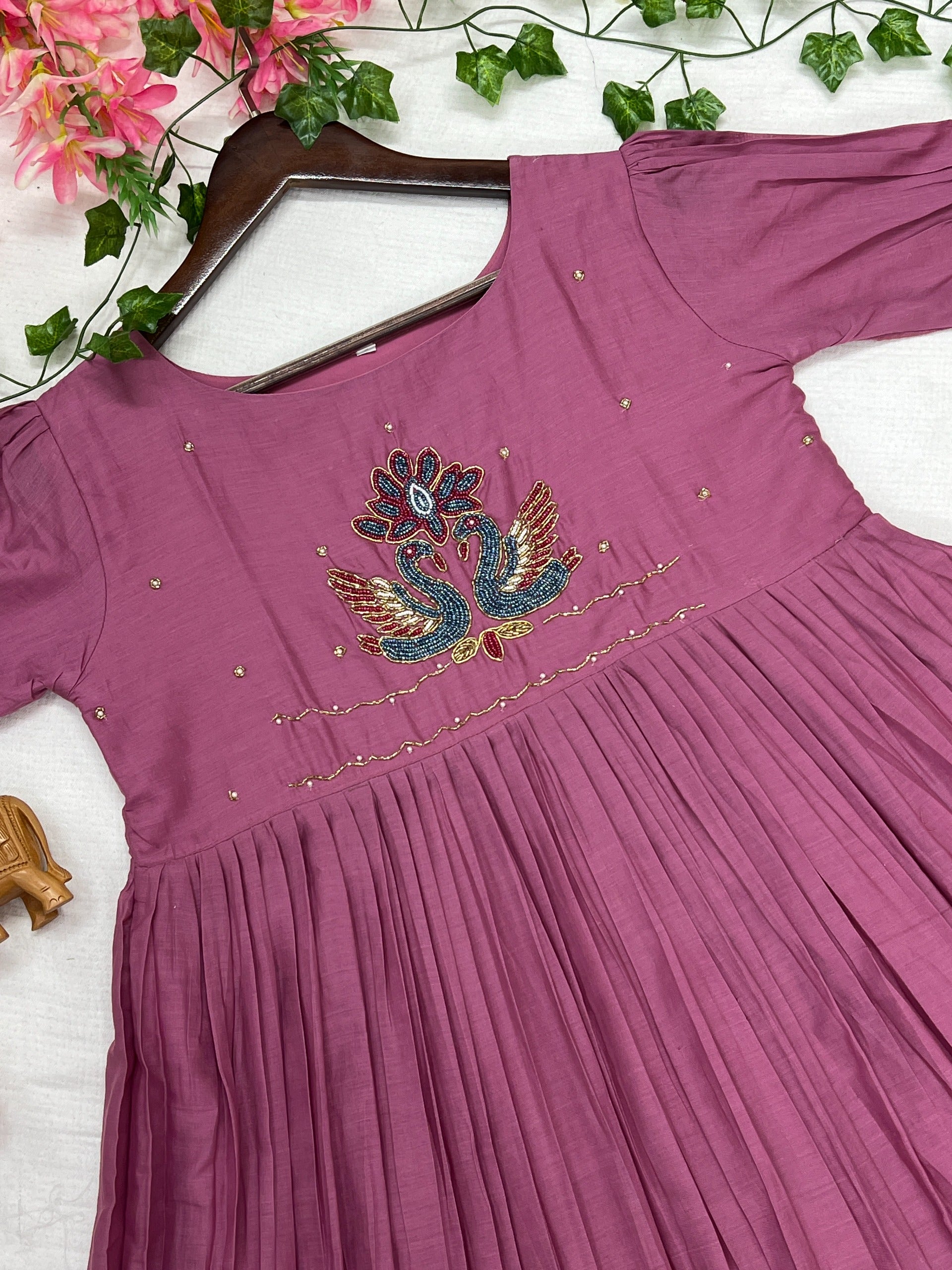 Mull cotton maggam work kurthi