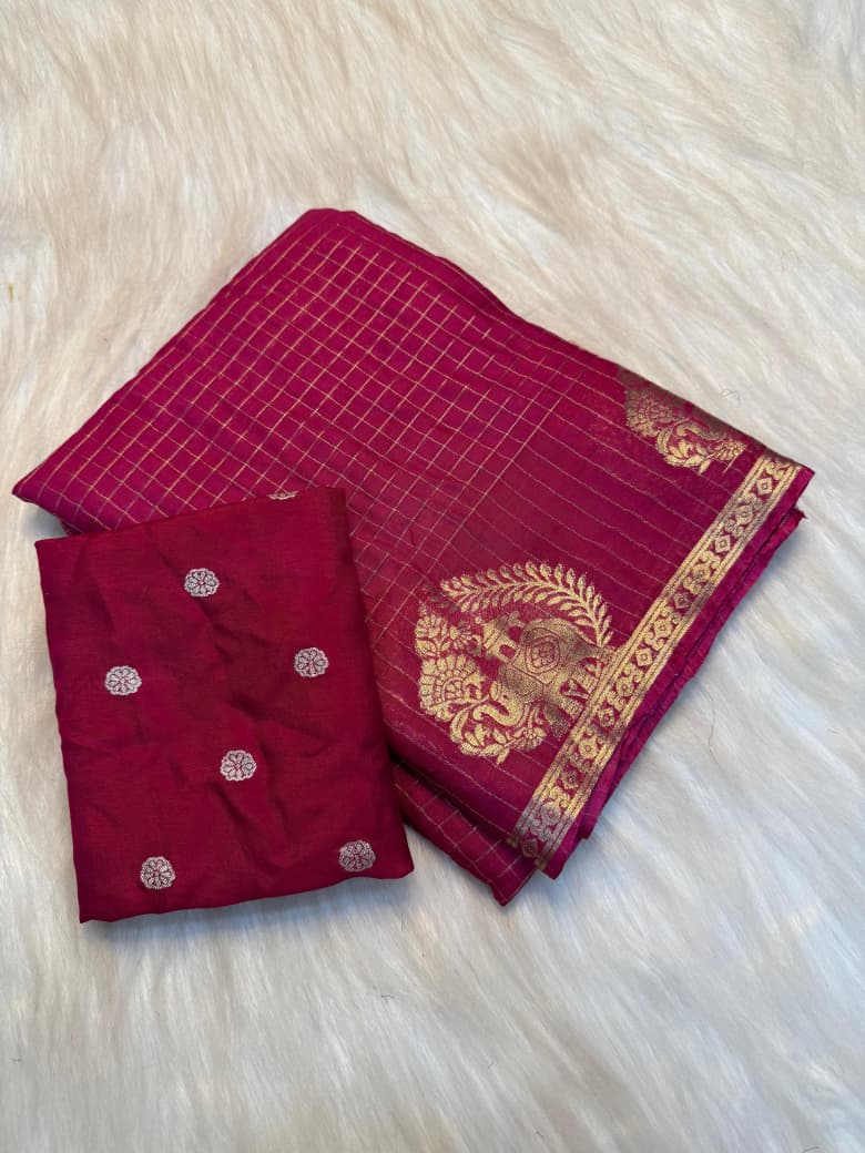 Viscose georgette chex weaving saree