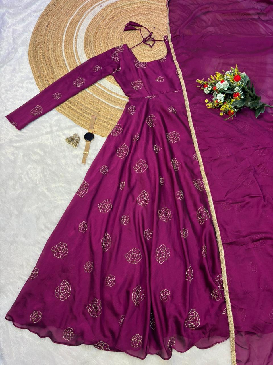 Rangoli silk gown with duppata