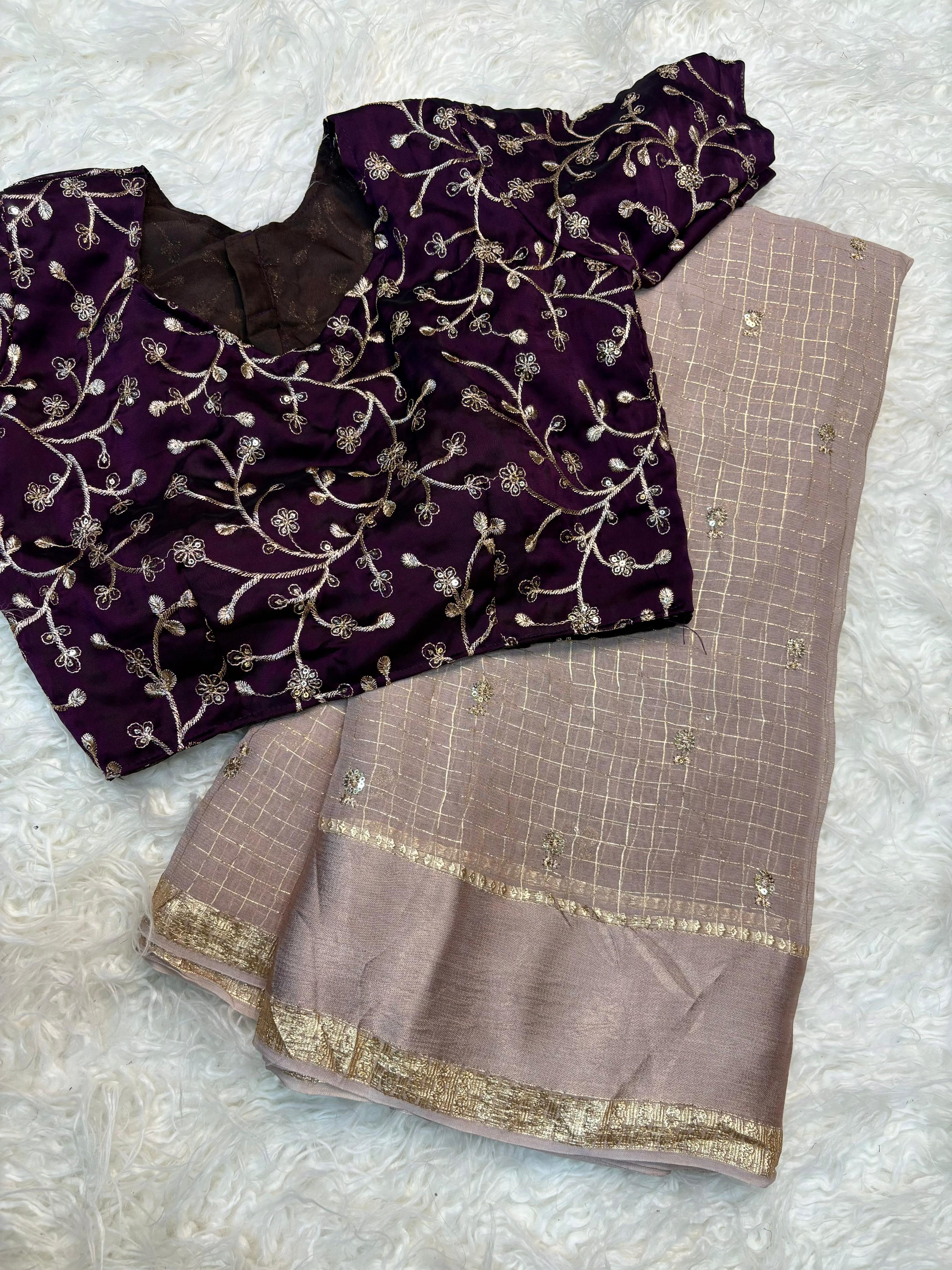 Check viscose sequence buties saree
