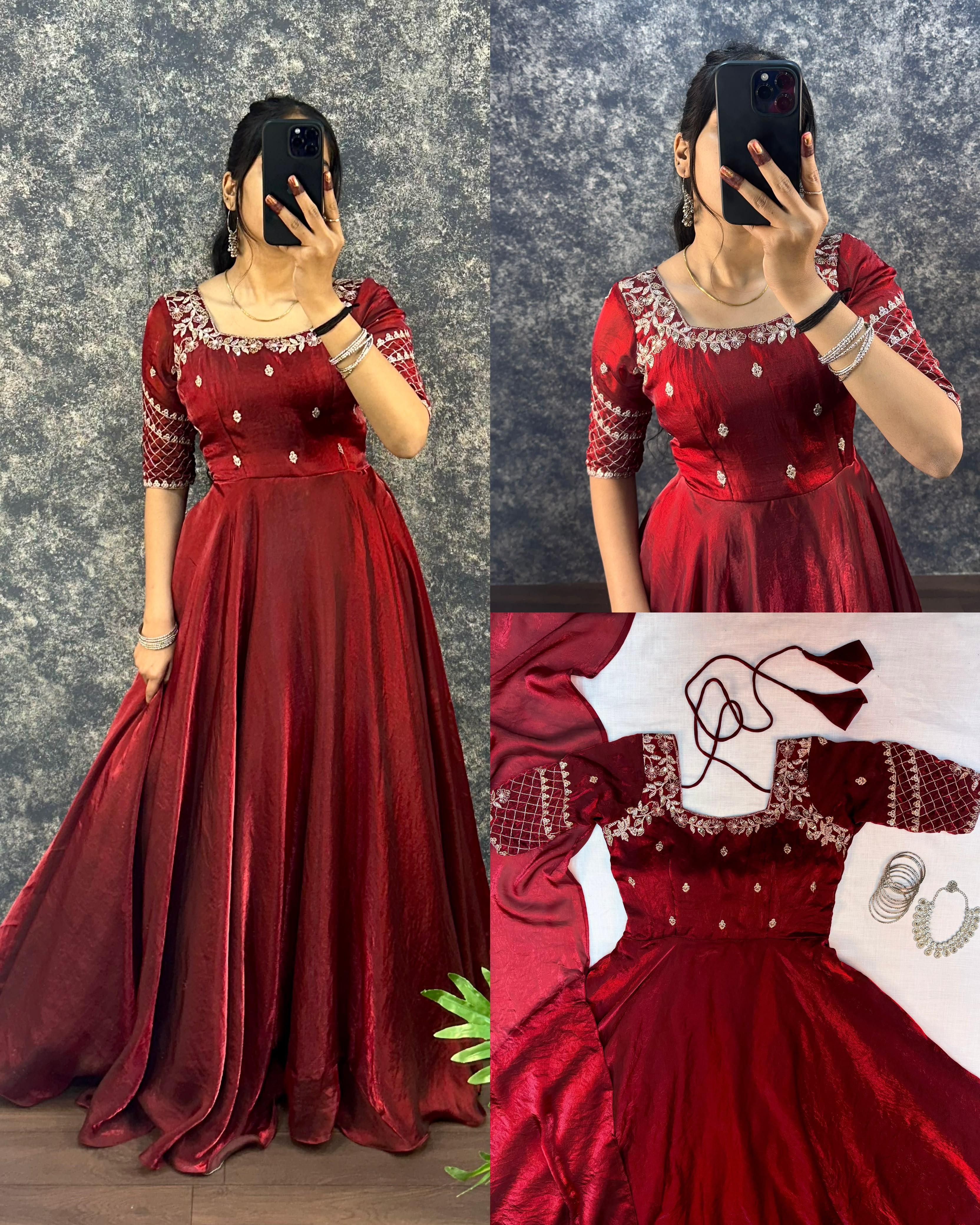 Sequence of gown with dupatta