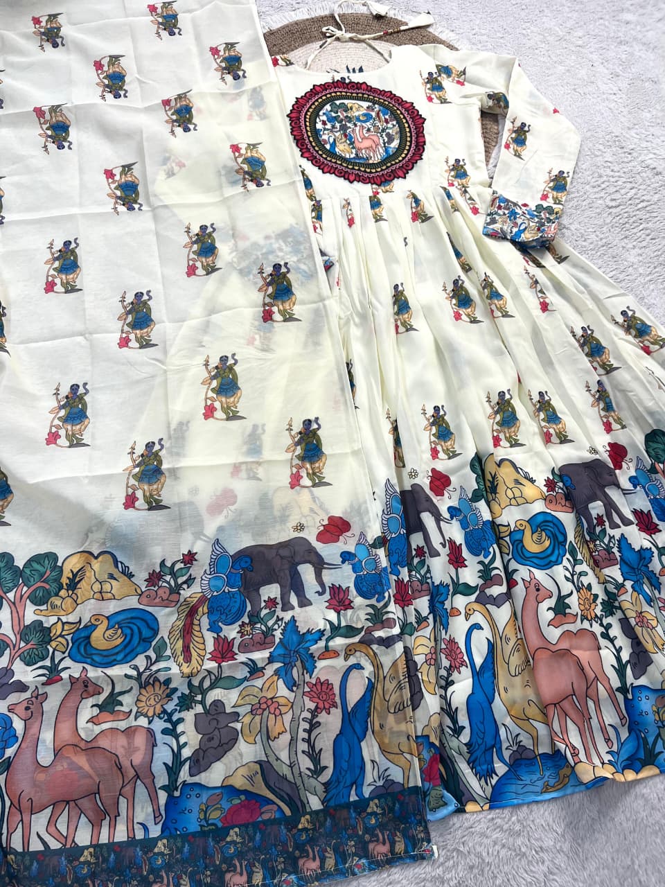 Klamkamkari inspired design gown with duppata