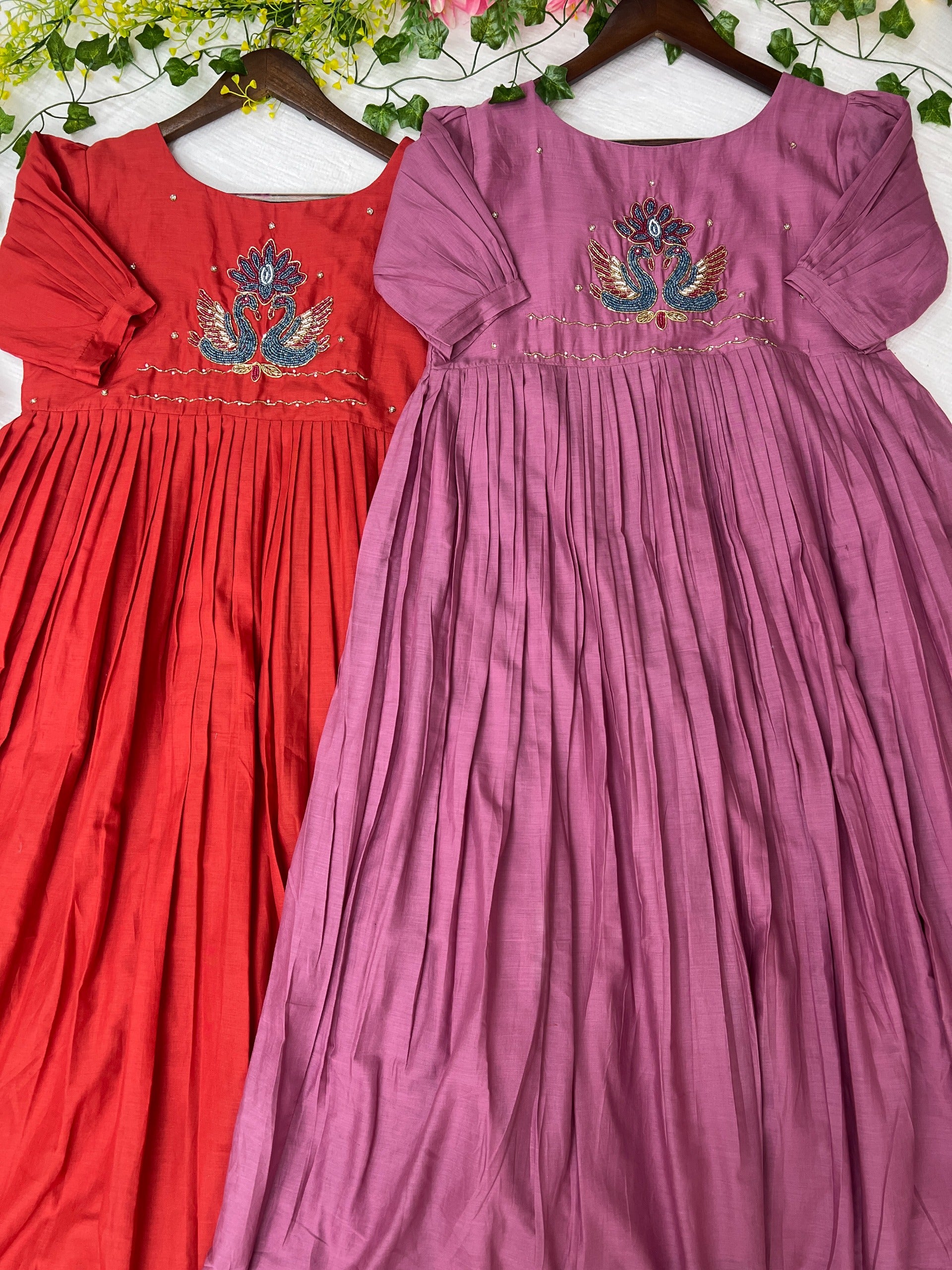 Mull cotton maggam work kurthi