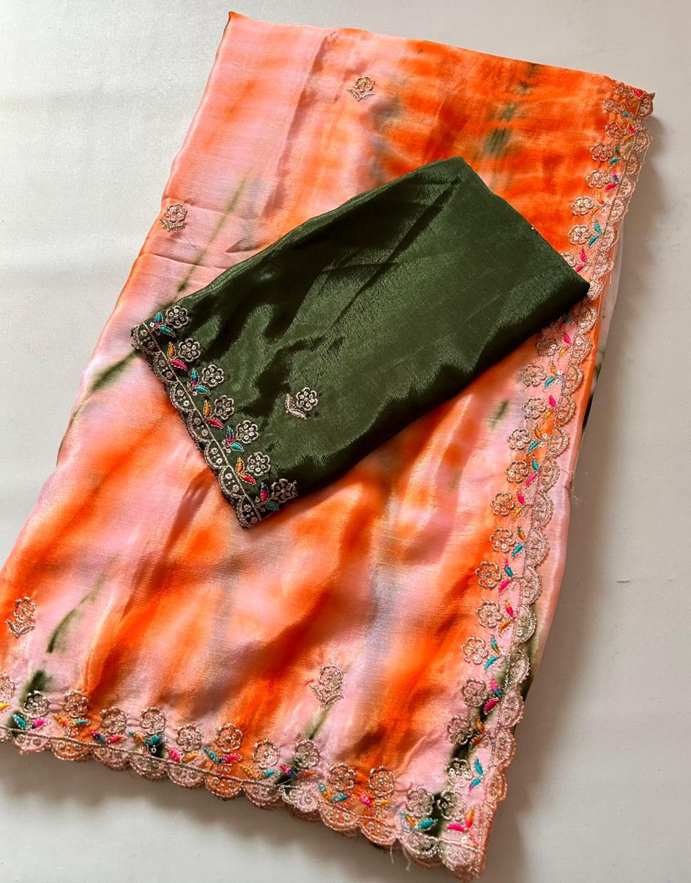 Dyeing chinnon shilk sarees