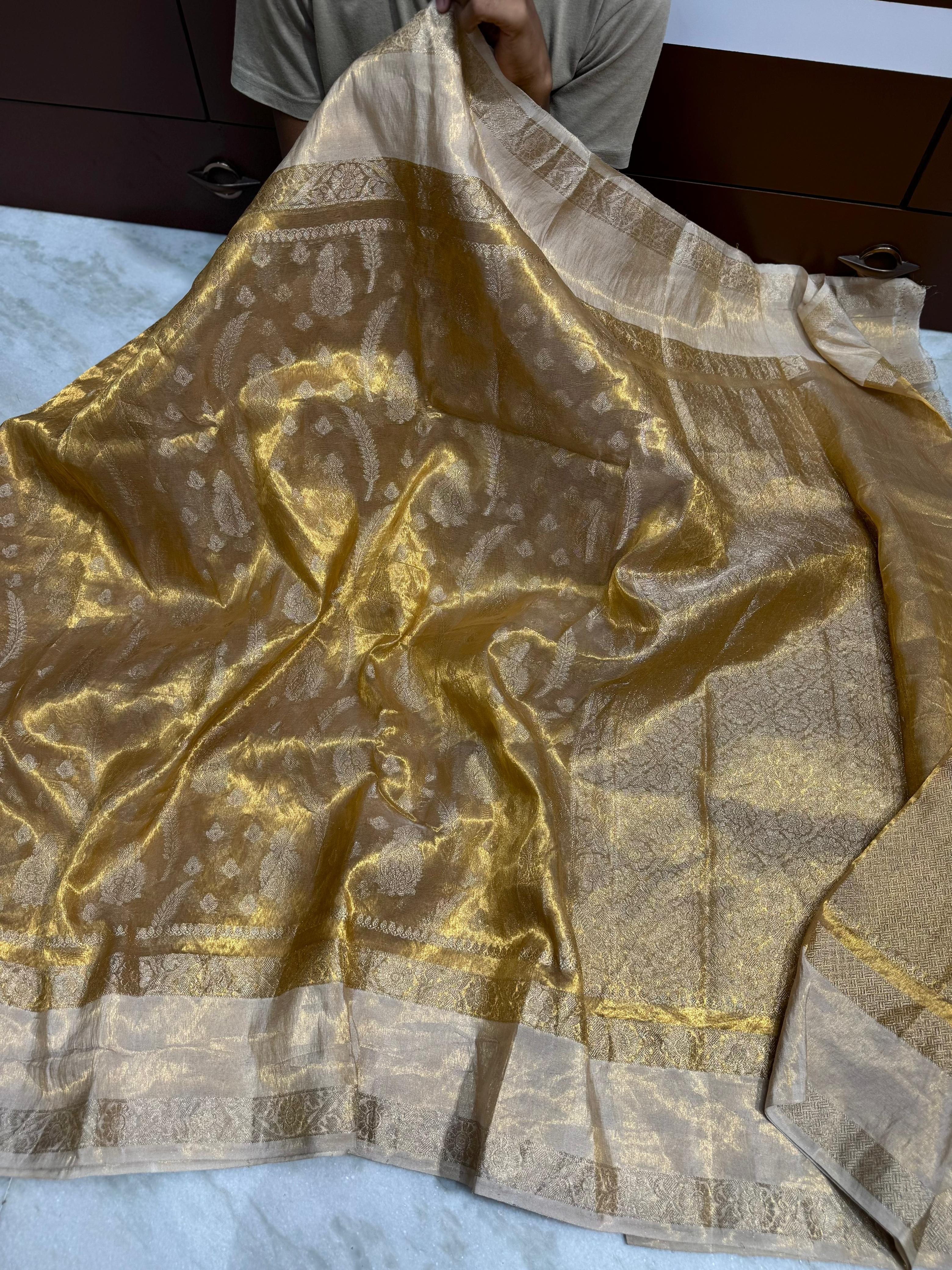 Copper tissue benaresi saree