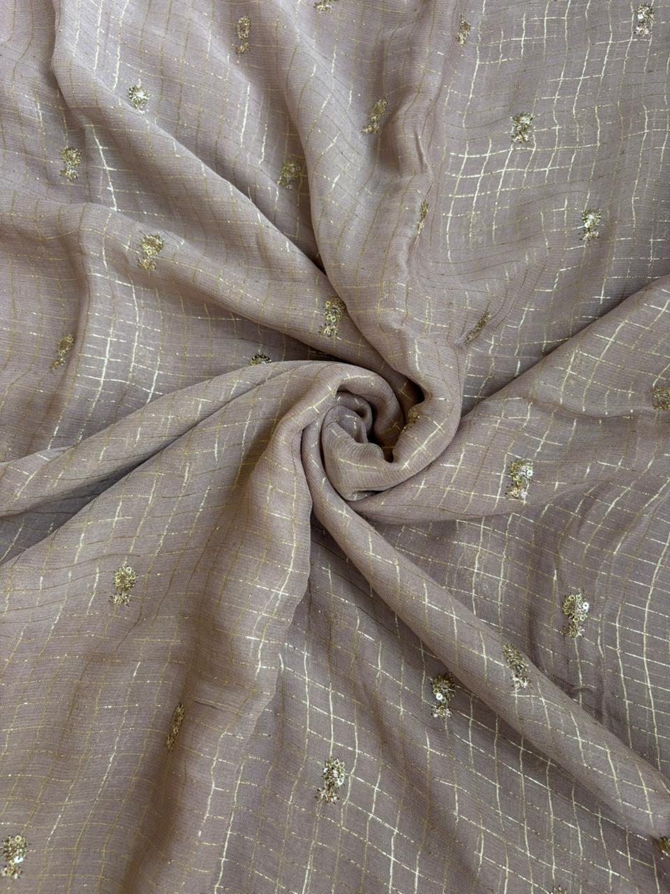 Viscose georgette checks sequence work saree