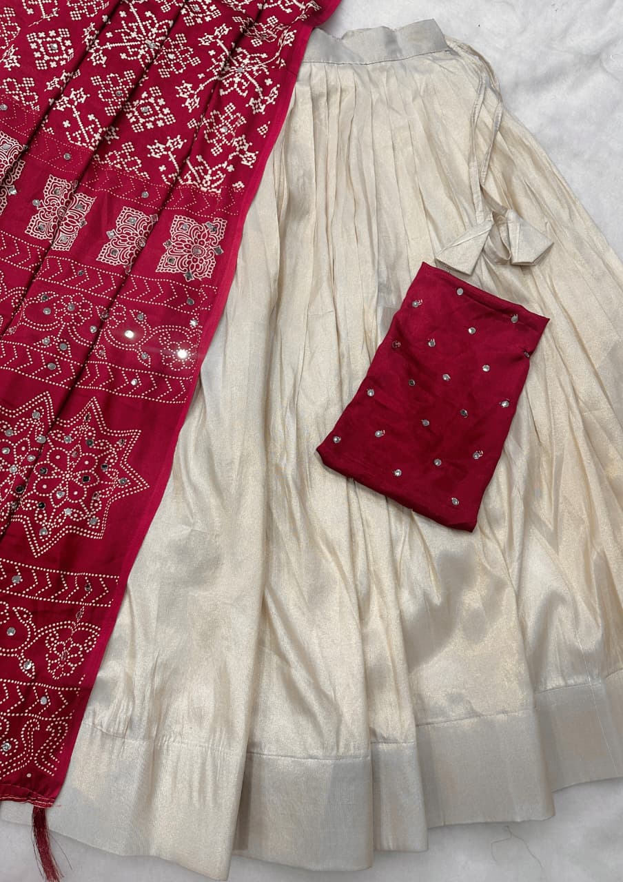 crep Ajrak Silk lehengas